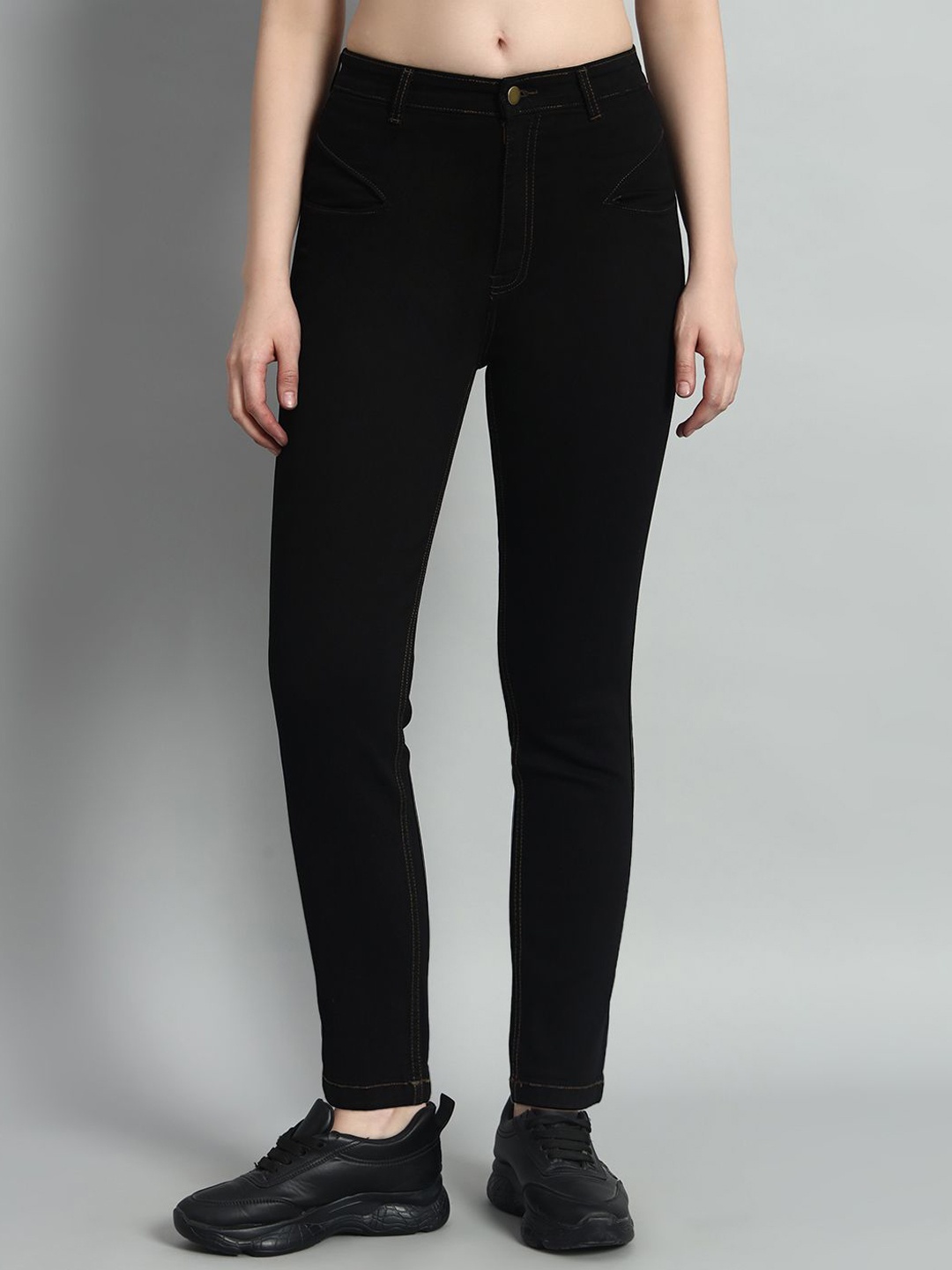 

BAESD Women Skinny Fit High-Rise Cotton Stretchable Jeans, Black