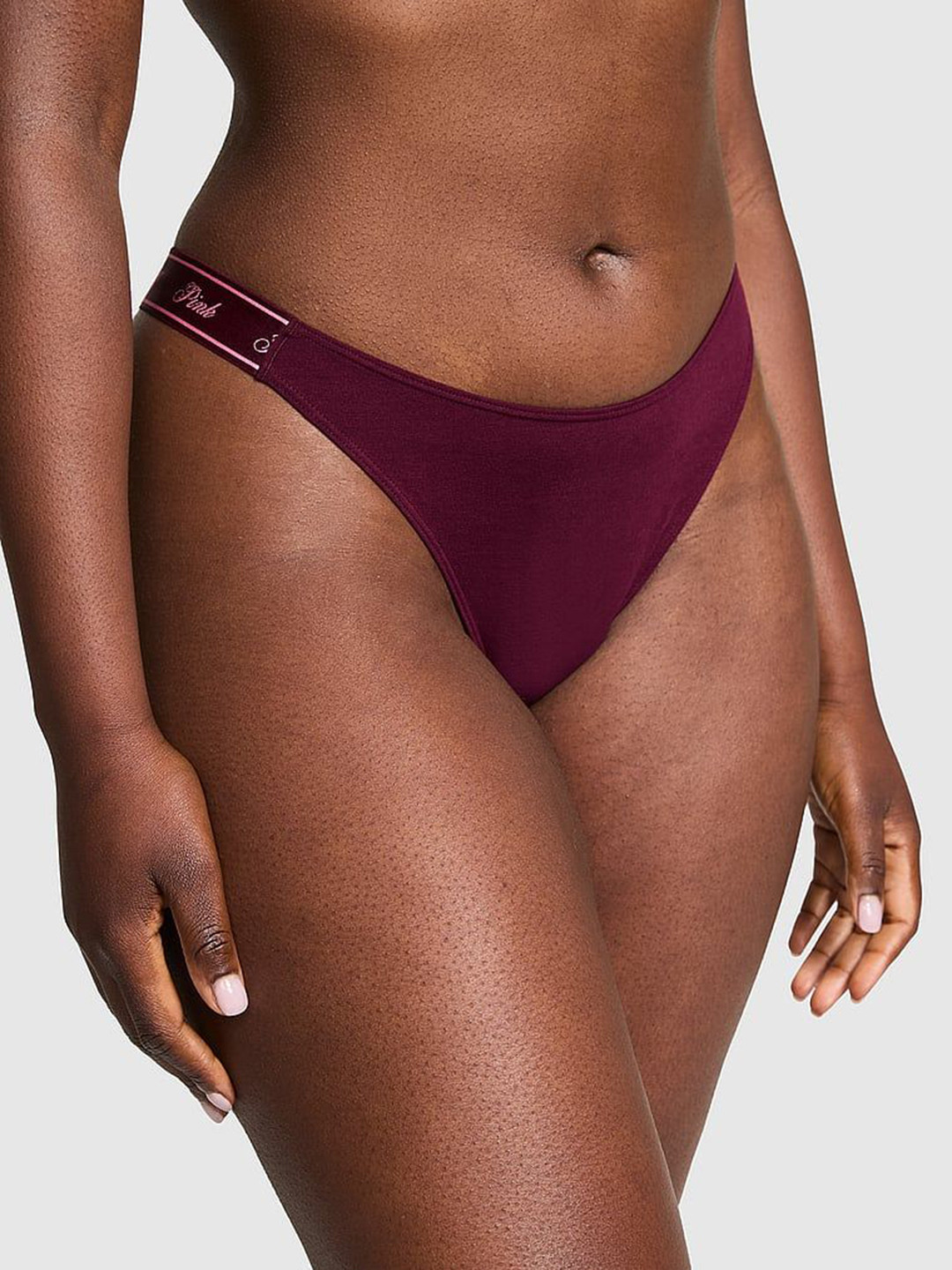 

Victoria's Secret Women Solid Low Rise Thong Briefs, Maroon