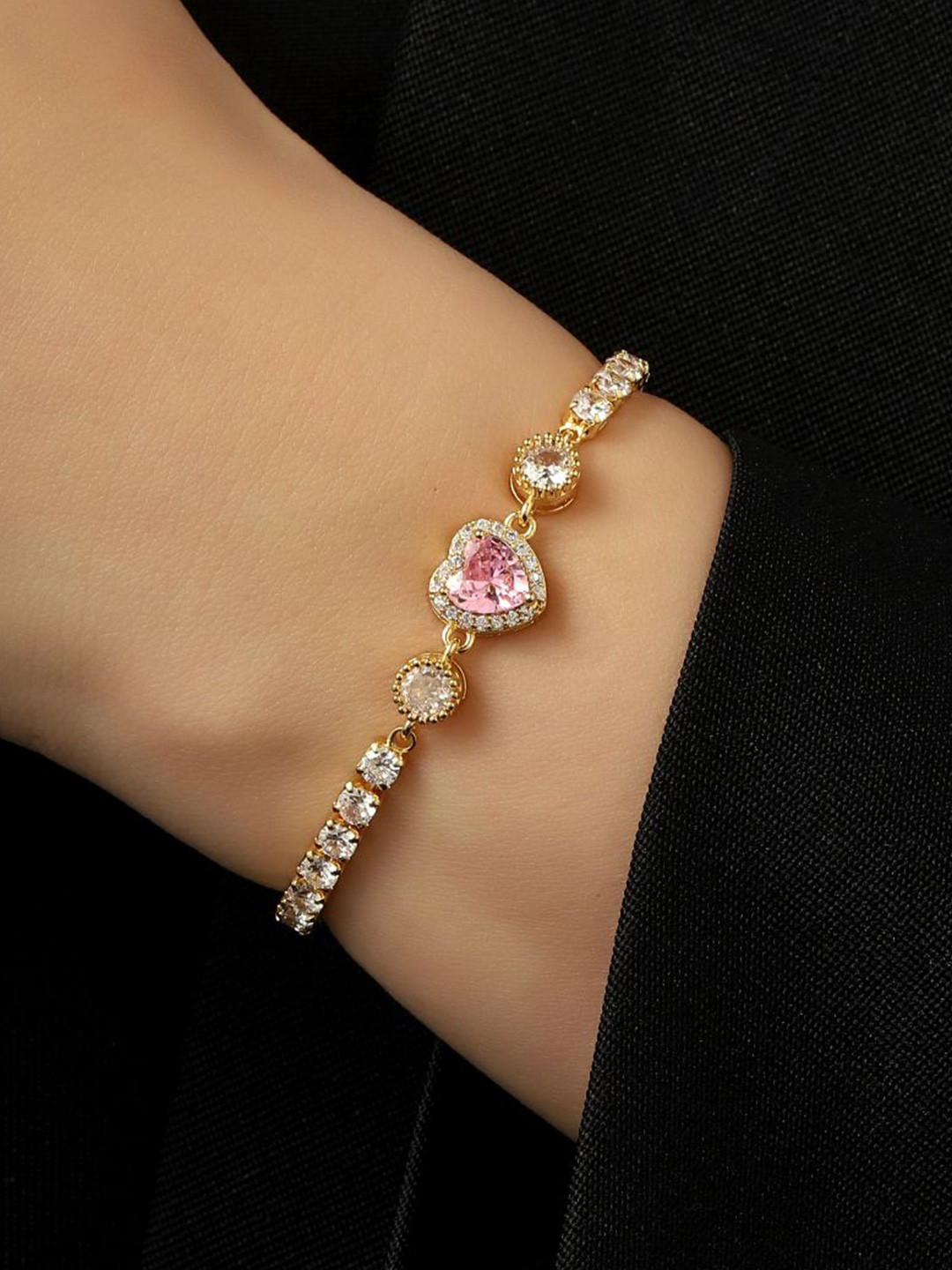 

SALTY Inara Gold-Plated Stone-Studded Heart Wraparound Bracelet