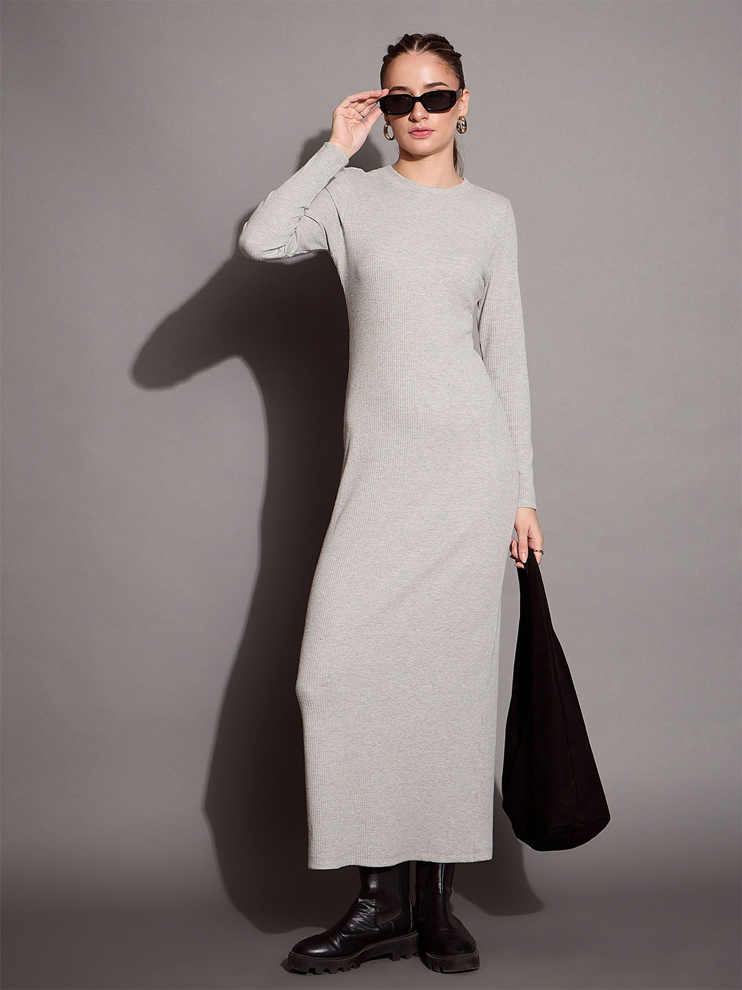 

SASSAFRAS BASICS Bodycon Maxi Dress, Grey