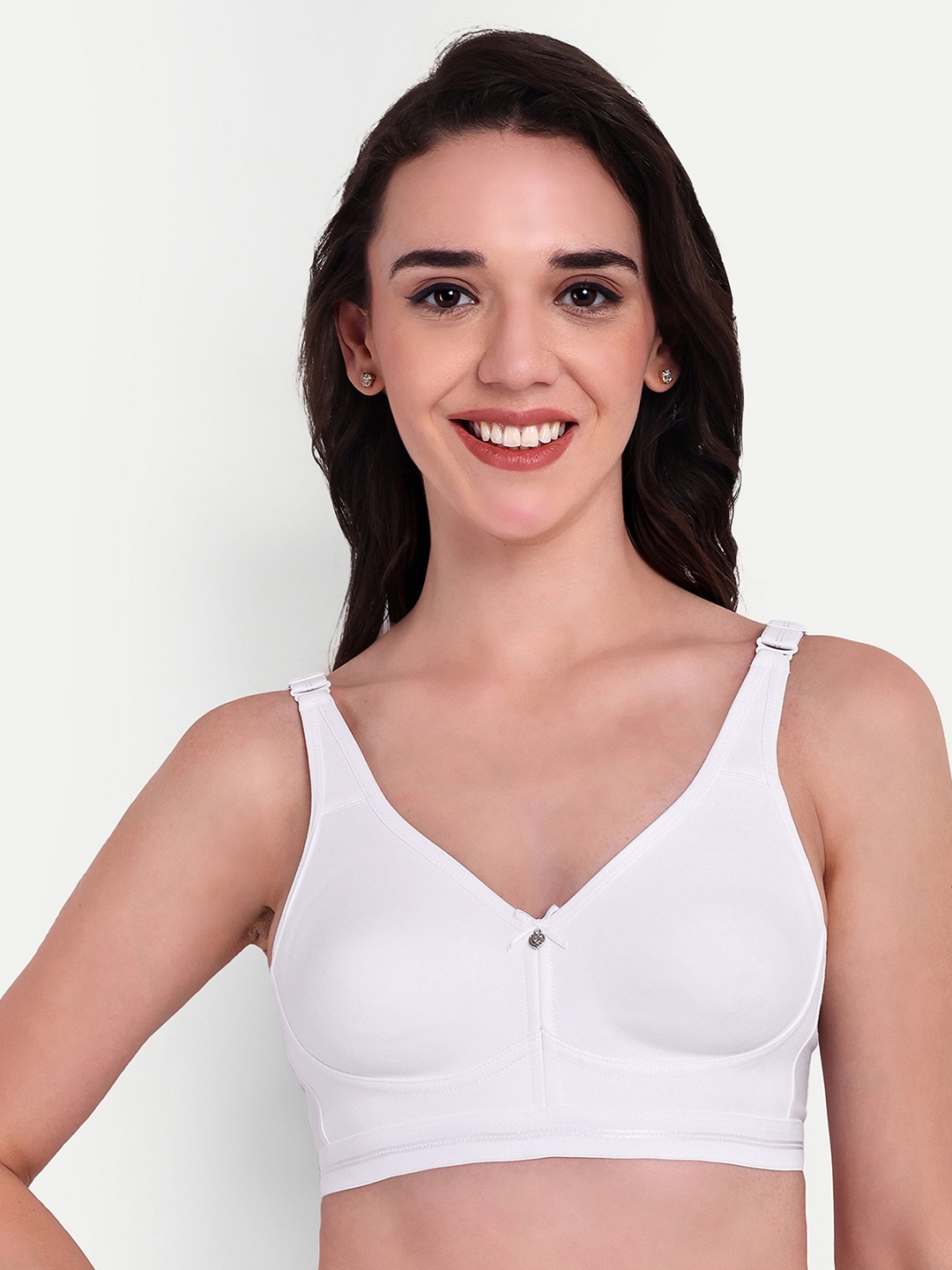 

Skin Beauty Women Solid Full Coverage Bra, White