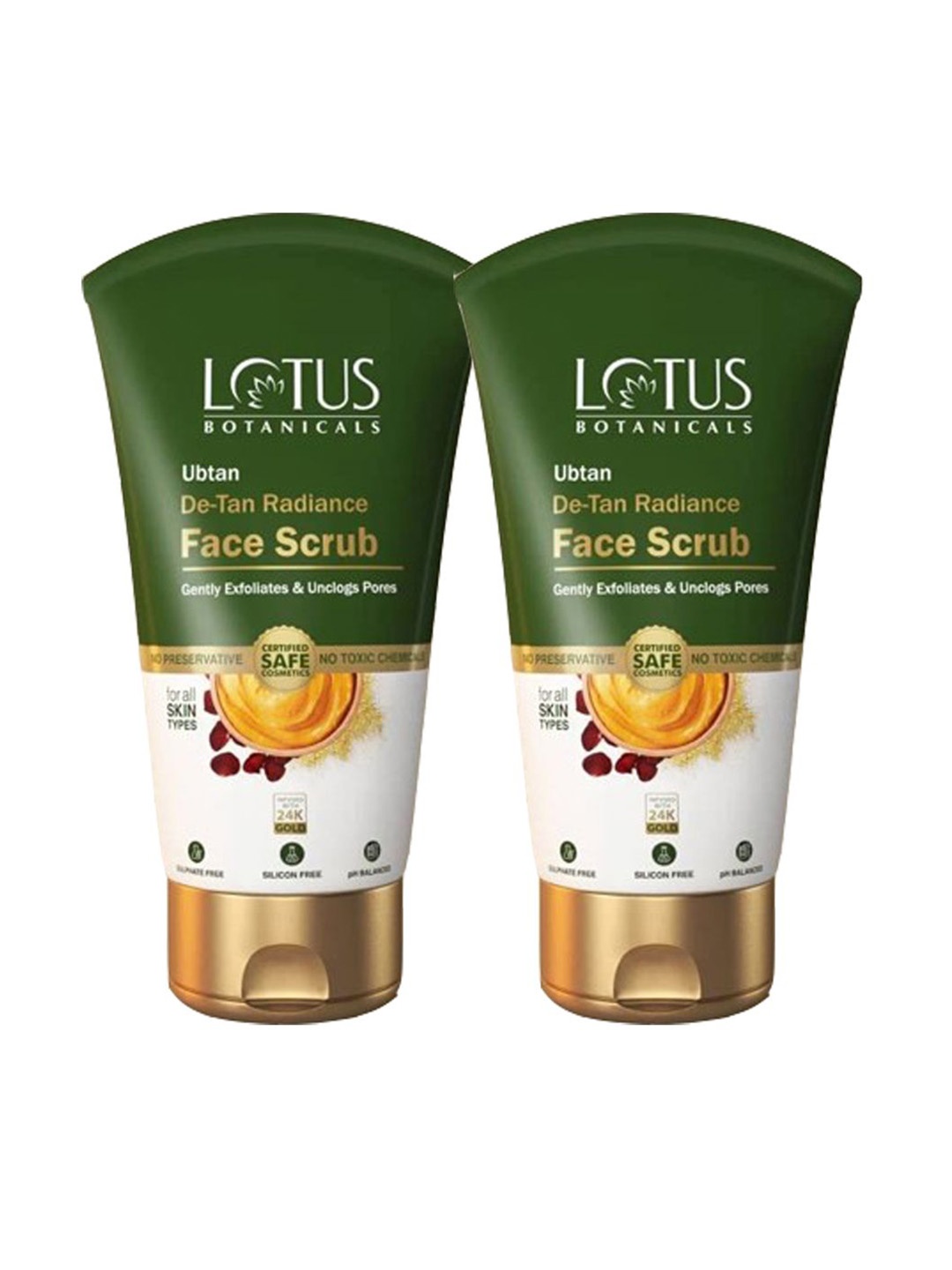 

Lotus Botanicals Set Of 2 Ubtan De-Tan Radiance Face Scrub - 100 ml Each, Green