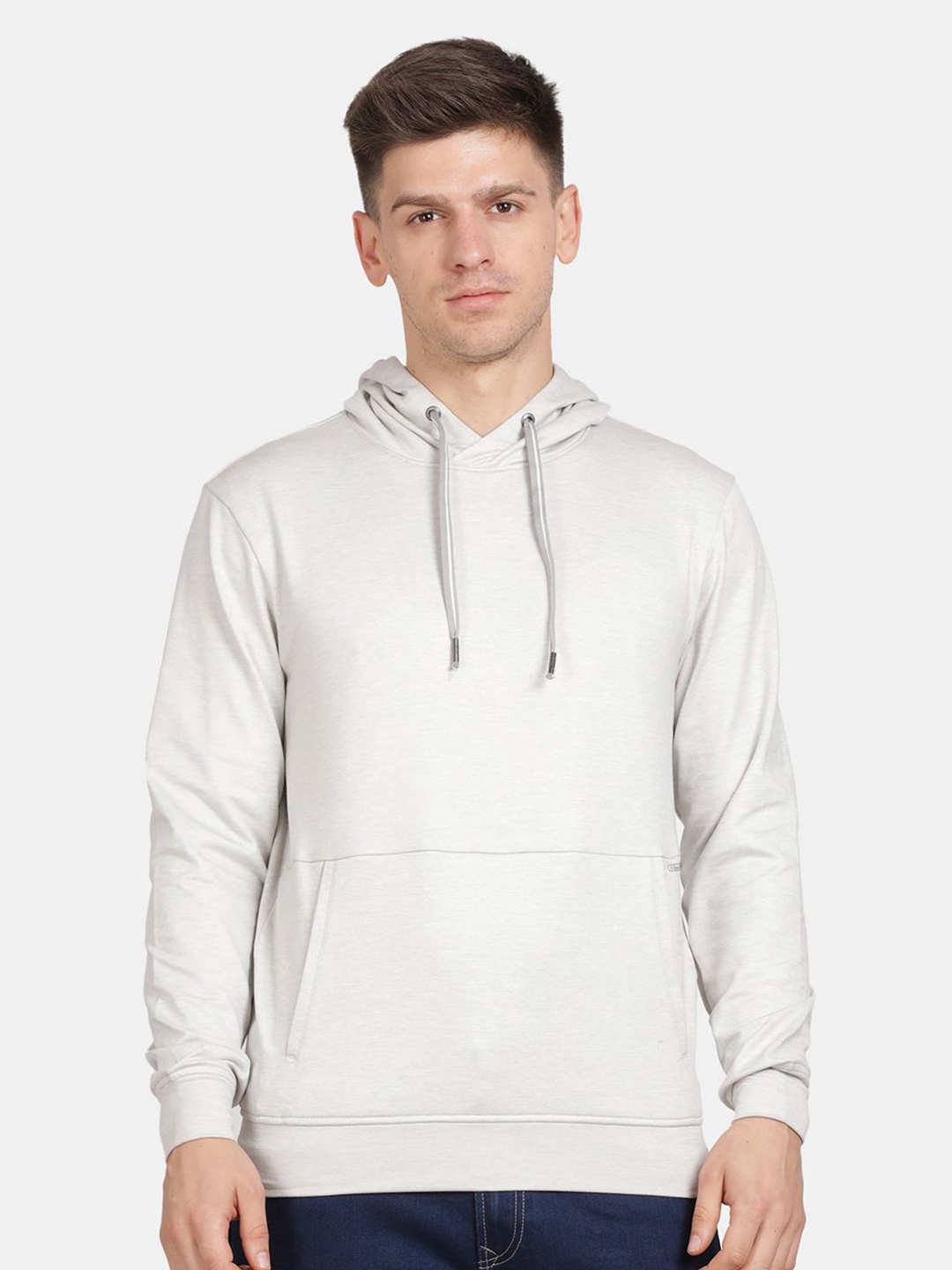 

t-base Men Solid Hooded Sweatshirt, Grey