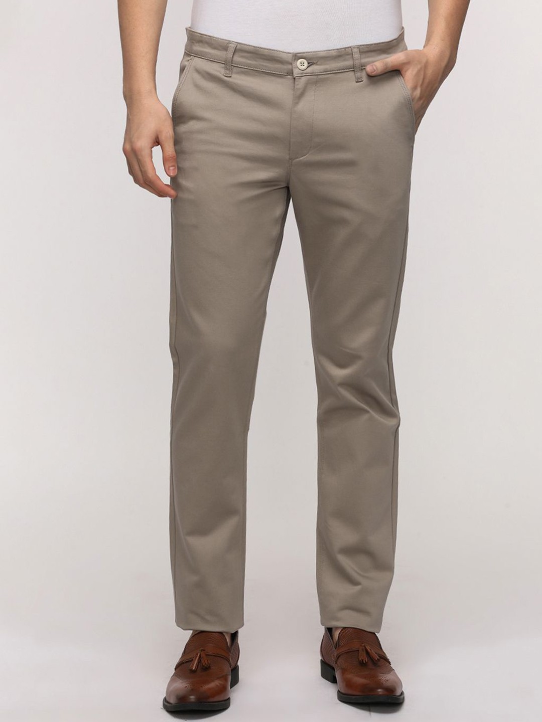 

Crocodile Men Classic Slim Fit Mid-Rise Easy Wash Regular Trousers, Brown