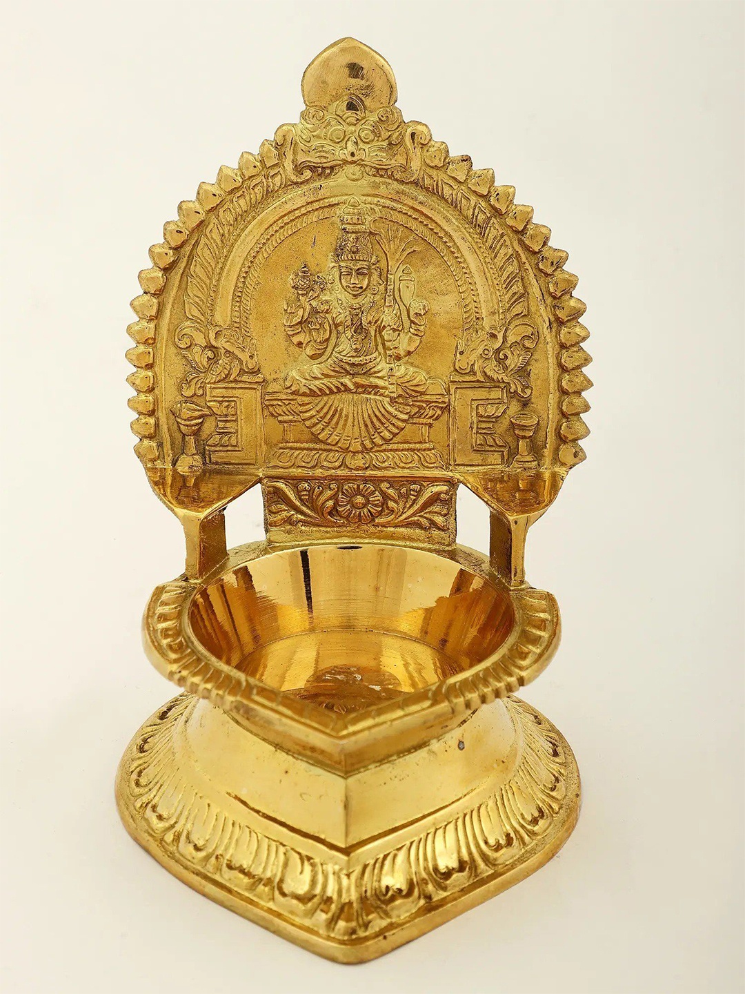 

Exotic India Brass Goddess Rajarajeshwari Vilakku Diya, Gold