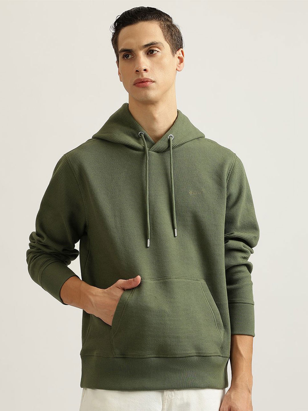 

GANT Men Self Design Hooded Sweatshirt, Olive