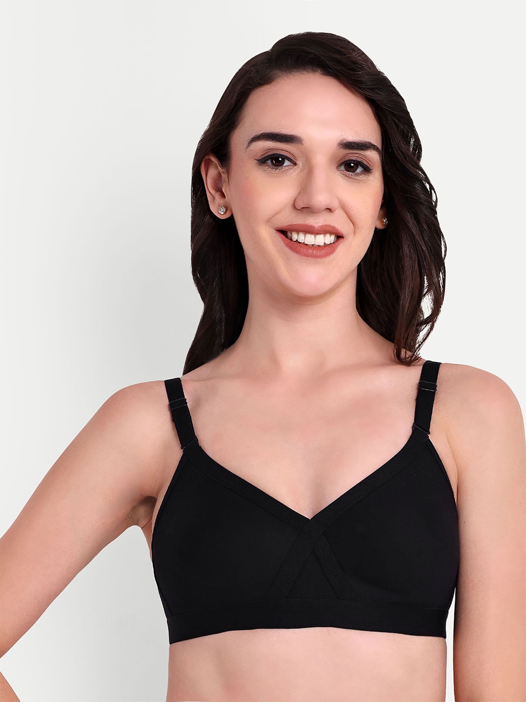 

Skin Beauty Solid Full Coverage Non Padded Bra, Black