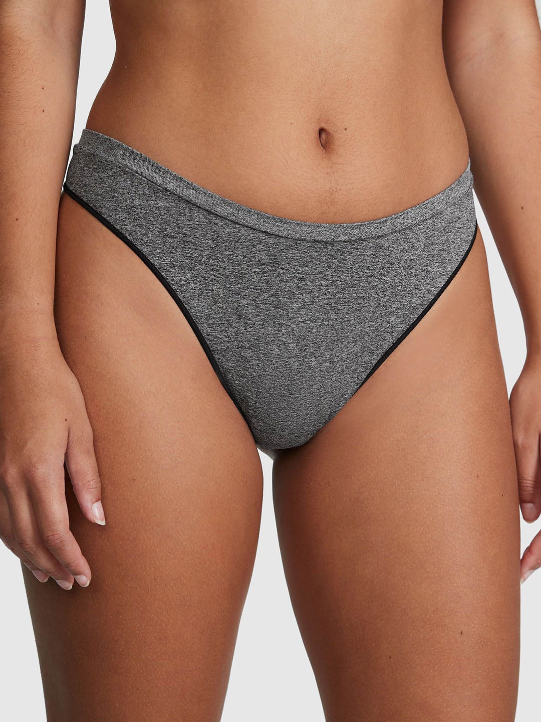 

Victoria's Secret Seamless High-Leg Thong Briefs-112458523XZR, Grey melange