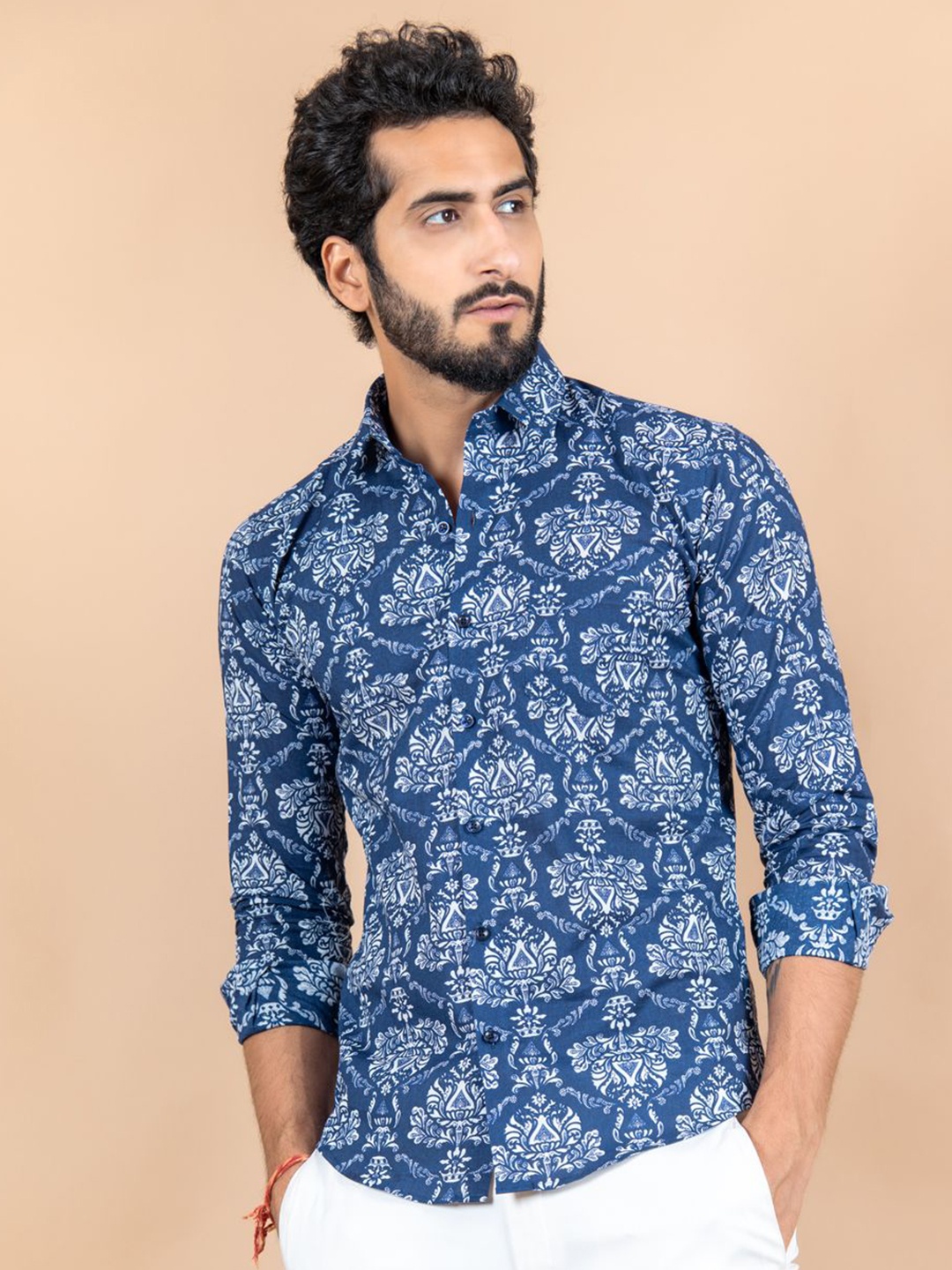 

Tistabene Men Standard Floral Opaque Printed Casual Shirt, Blue