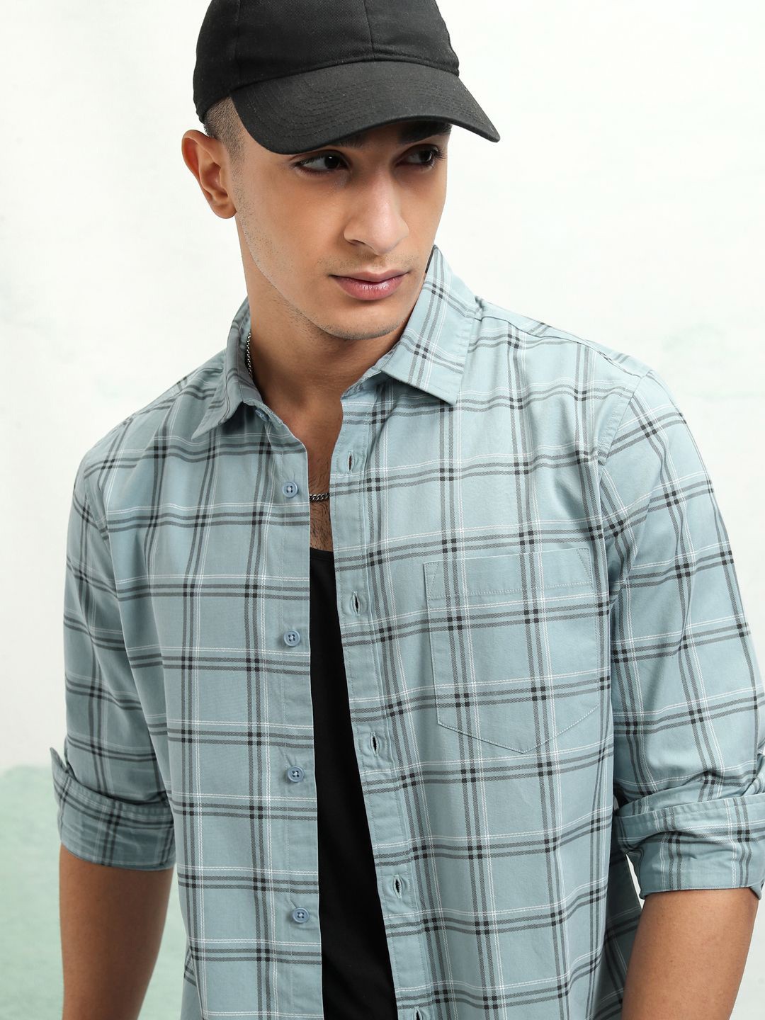 

Ketch Men Checked Slim Fit Casual Shirt, Blue