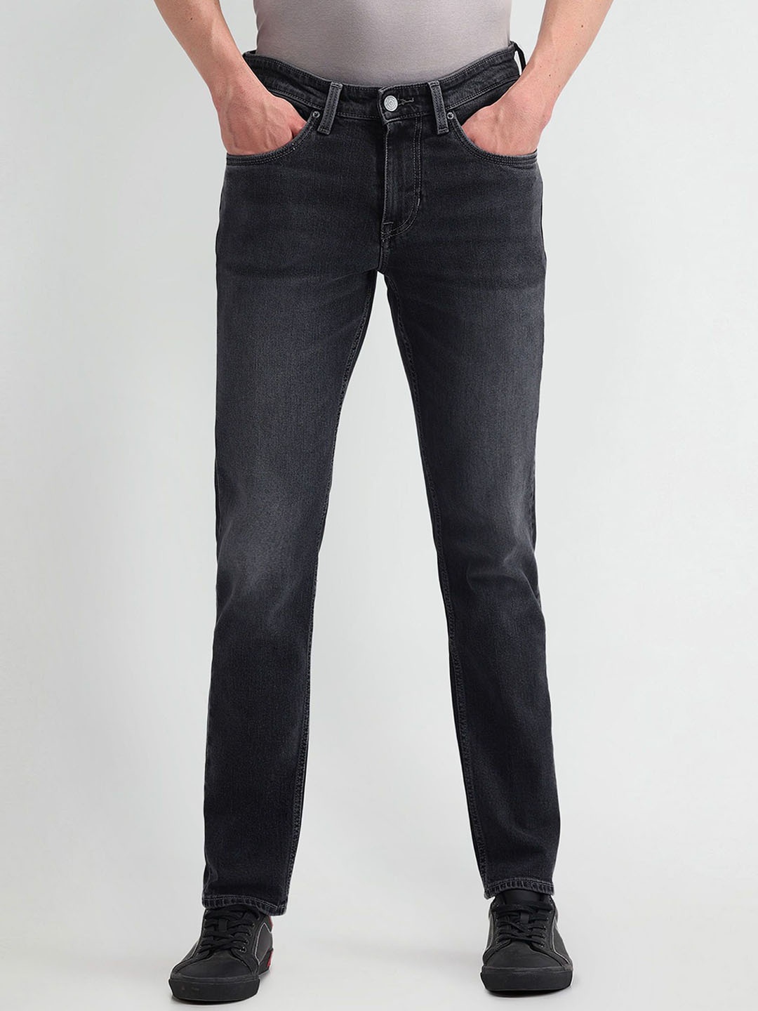 

U.S. Polo Assn. Men Prince Slim Fit Mid-Rise Cotton Heavy Fade Jeans, Grey