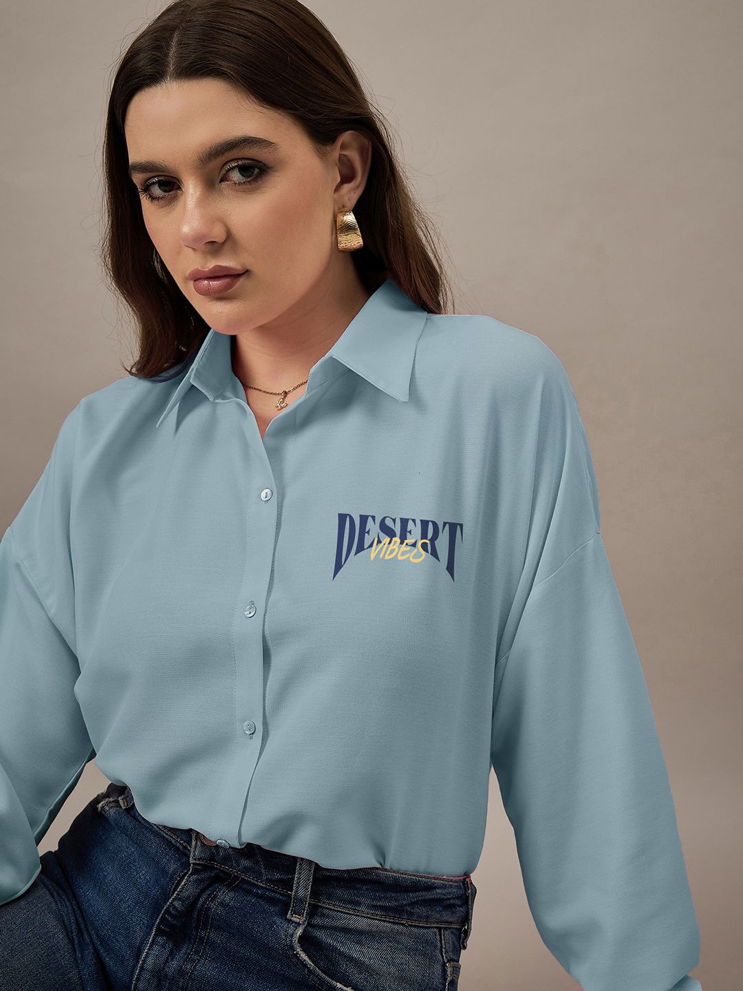 

The Roadster Lifestyle Co Women Oversized Printed Shirts, Blue