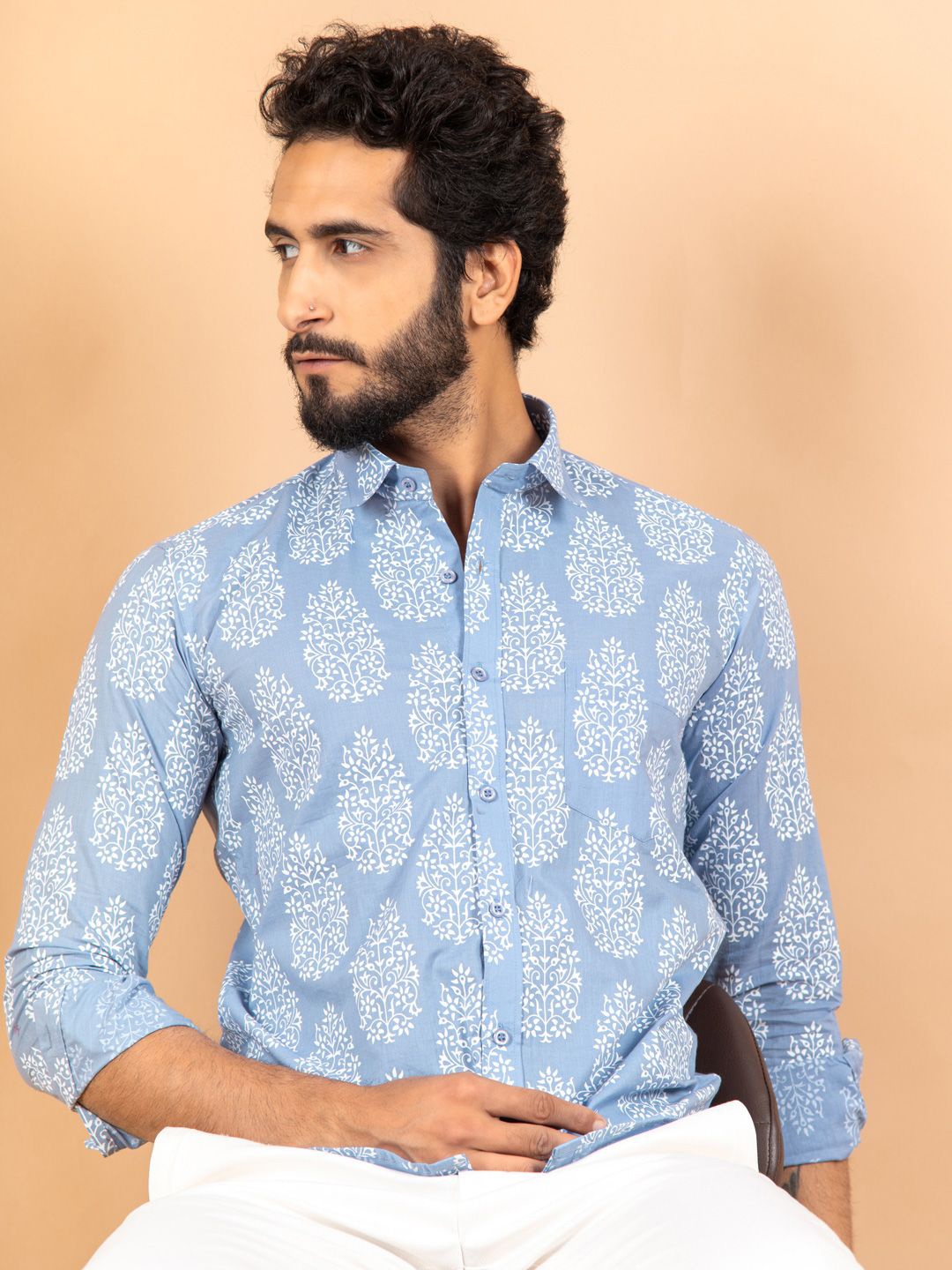 

Tistabene Men Standard Opaque Printed Casual Shirt, Blue