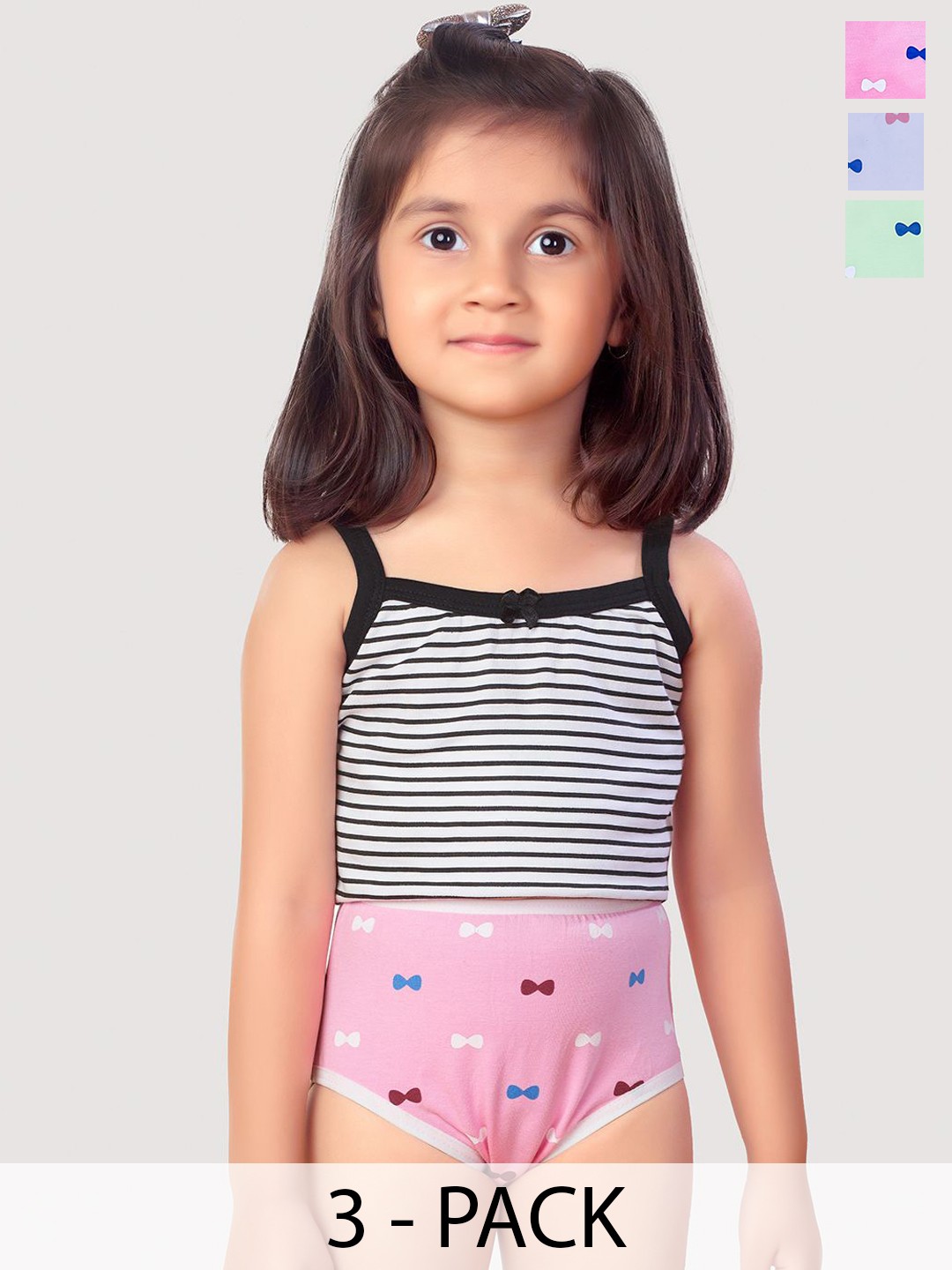 

inner amour Girls Pack Of 3 Printed Mid Rise Cotton Hipster Briefs-10413_1-2Y, Green