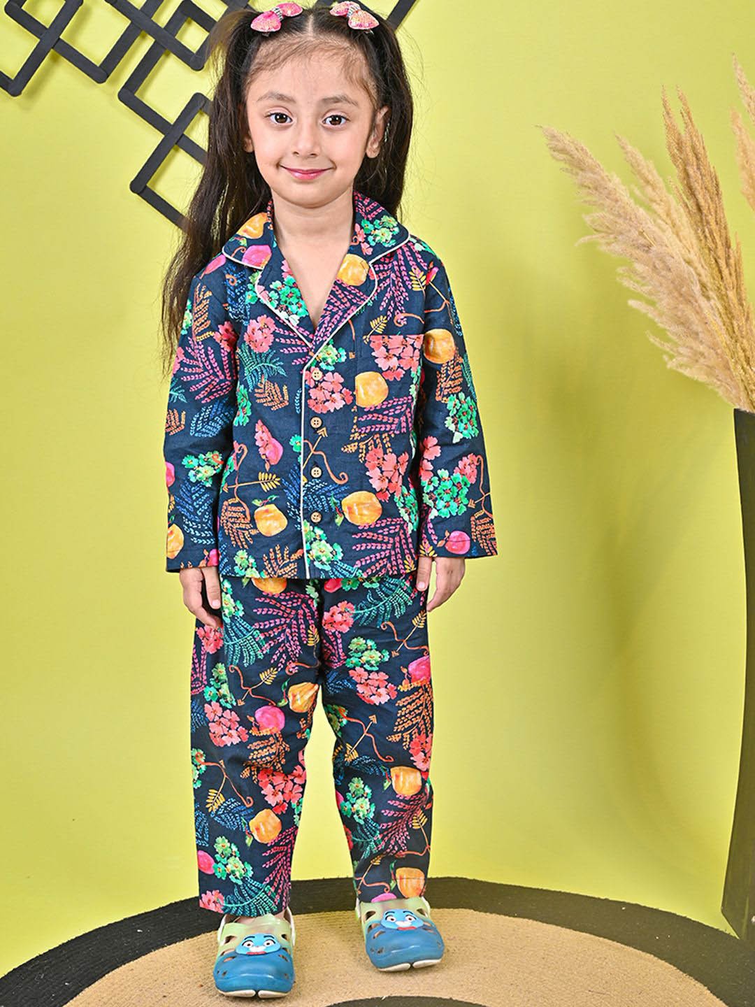 

MOOBA Girls Printed Night suit, Blue