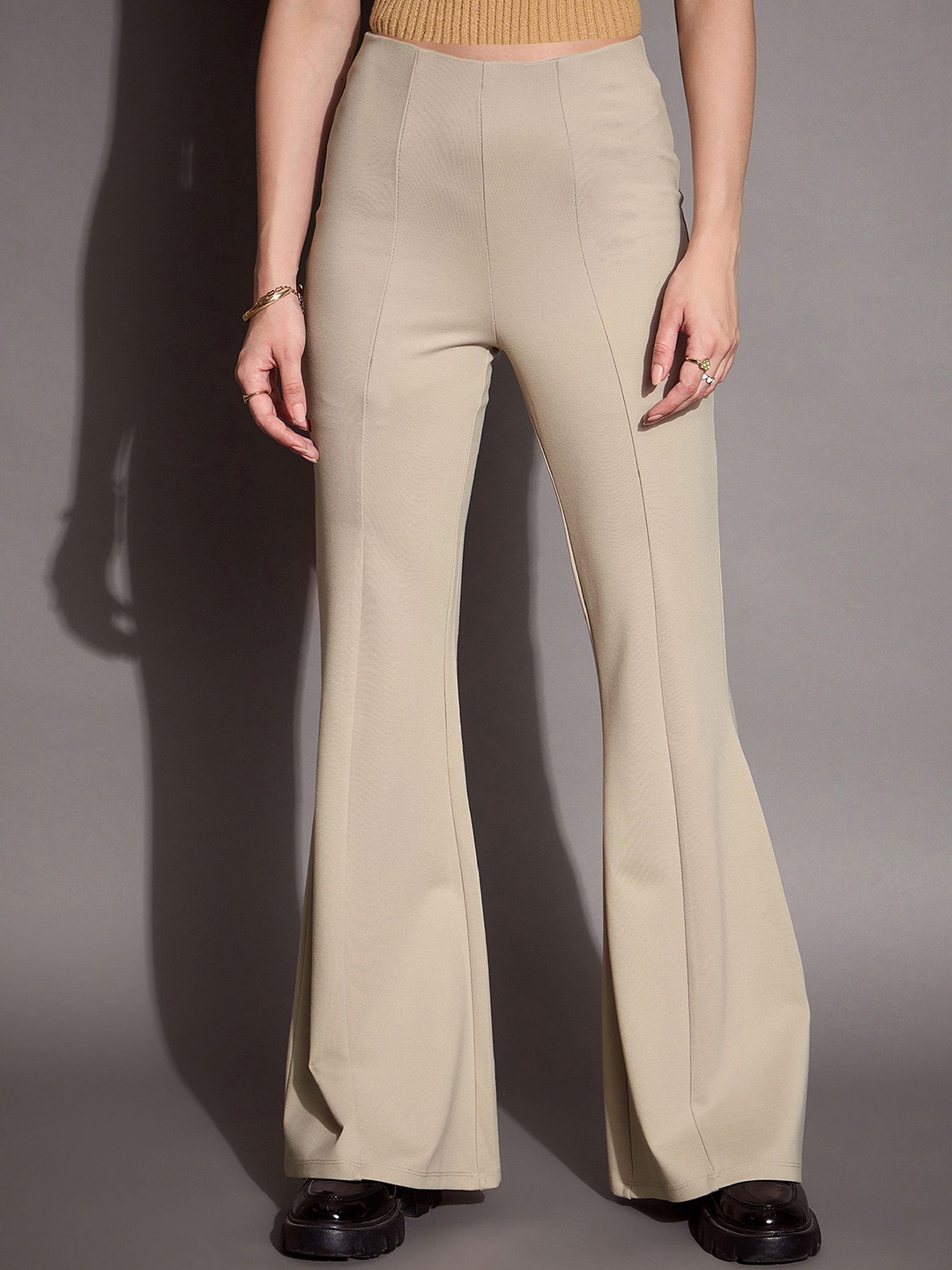 

SASSAFRAS BASICS Women High-Rise Trousers, Beige
