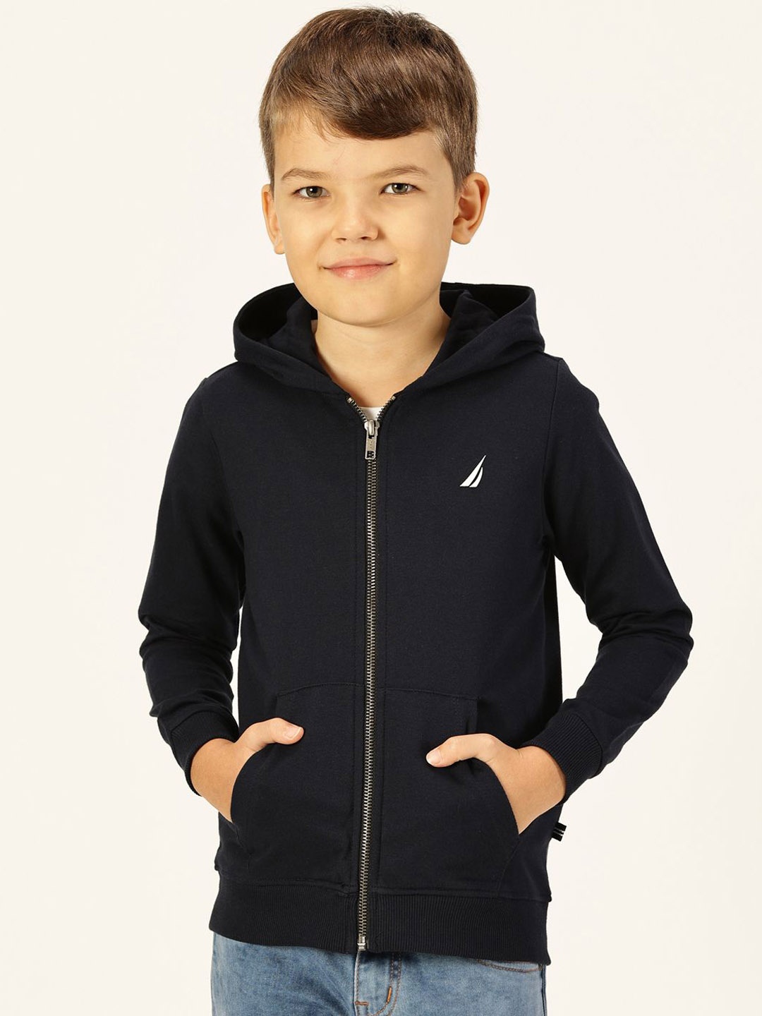 

Nautica Boys Hooded Cotton Front-Open Sweatshirt, Navy blue