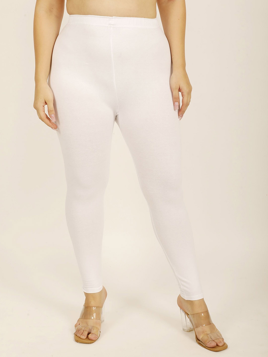 

DUNBERRY LONDON Premium Plus Size Pure Cotton Lycra Ankle Fit Leggings, White