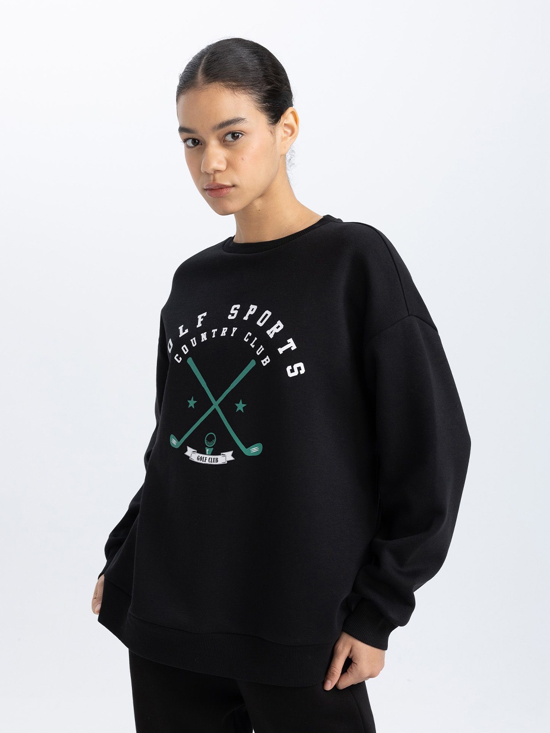 

DeFacto Printed Sweatshirt, Black