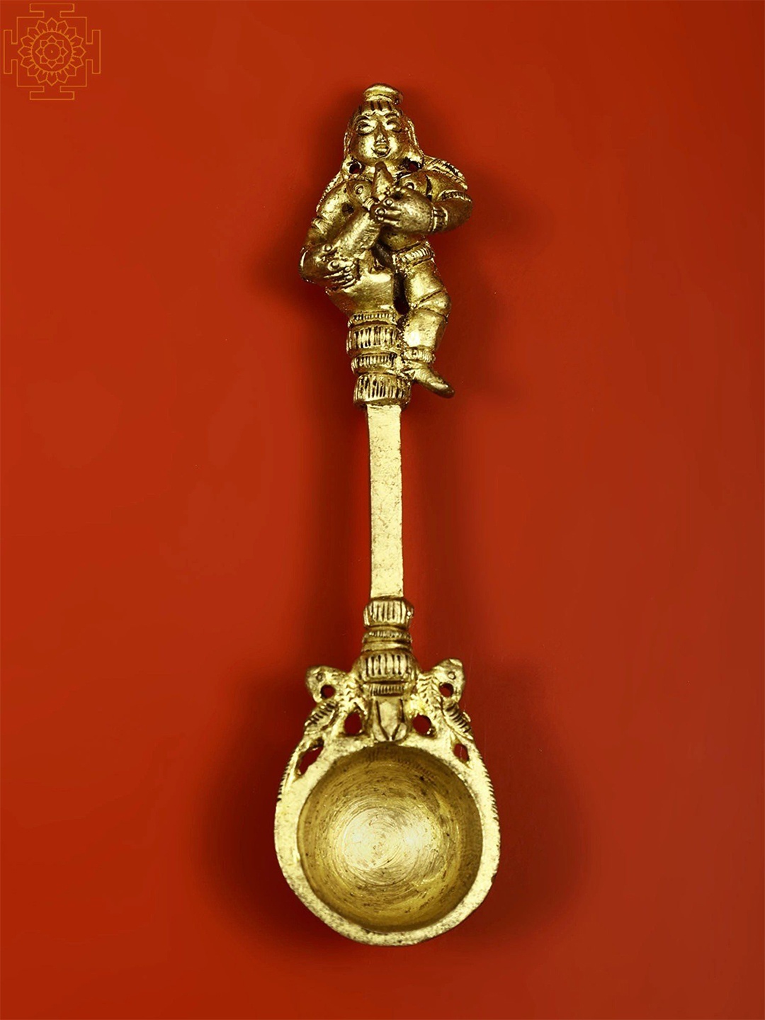 

Exotic India 5" Brass Dancing Krishna Ritual Spoon, Gold