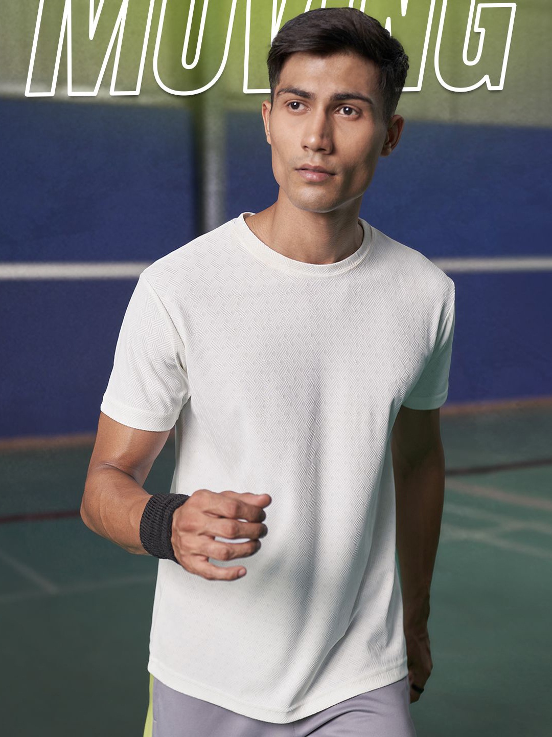 

Fit Monkey Men Dri-FIT Self Design Round Neck T-Shirt, White