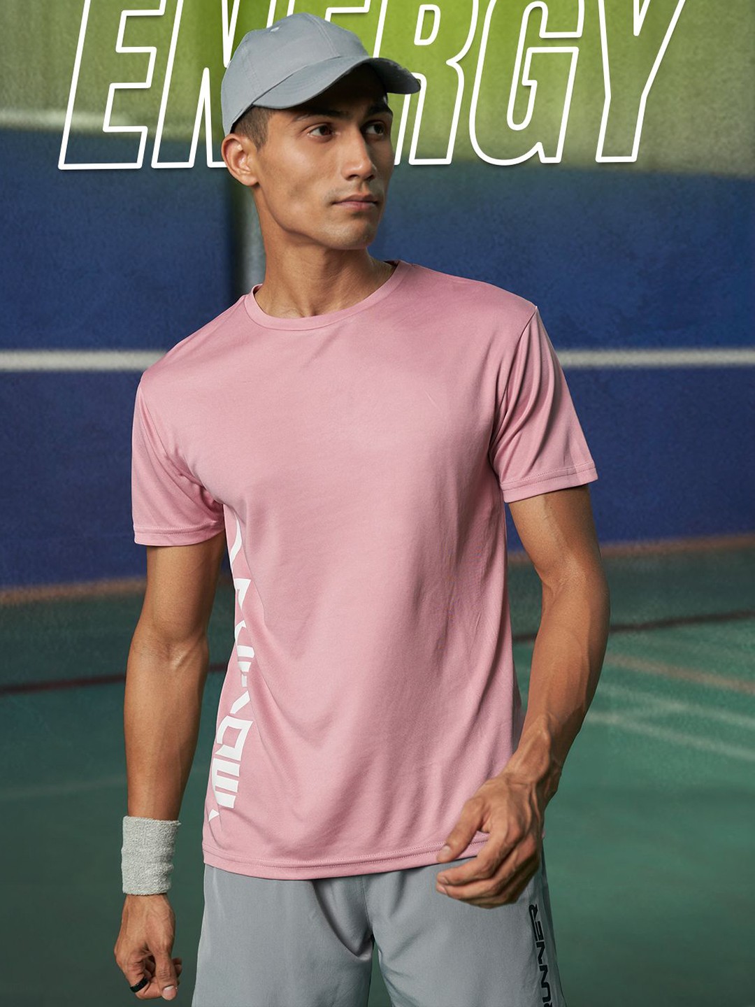 

Fit Monkey Men Dri-FIT Typography Printed Round Neck T-Shirt, Pink