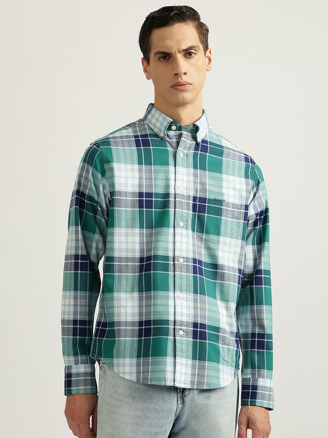 

GANT Men Tartan Checks Opaque Checked Casual Shirt, Green