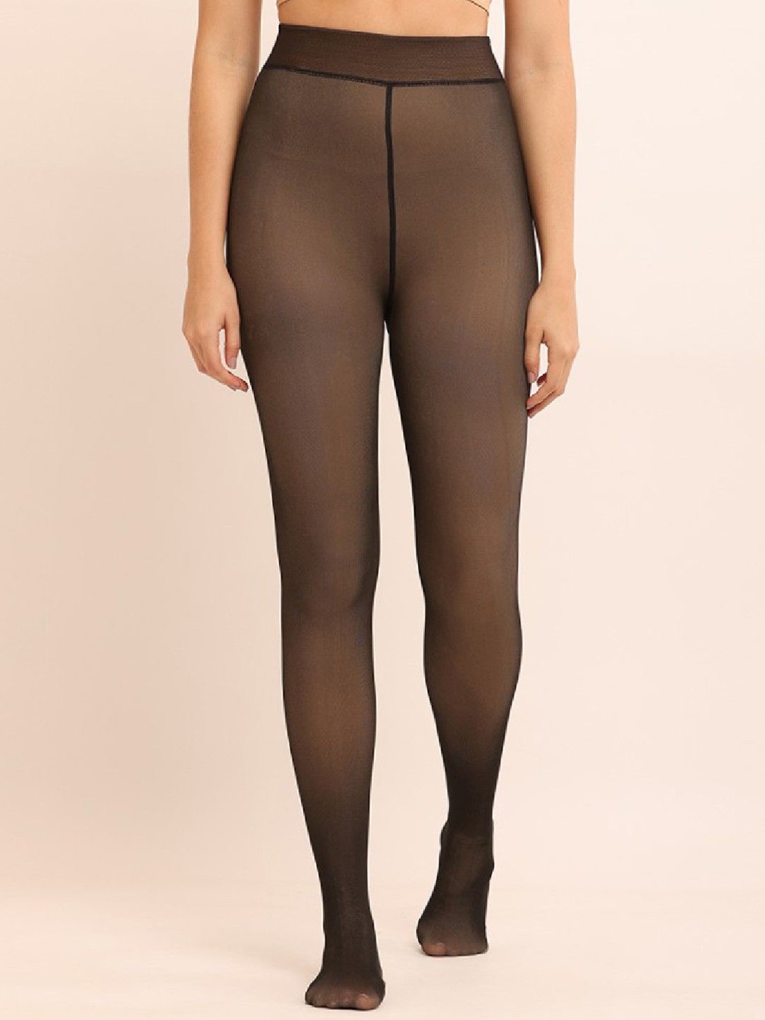 

Poftik Women Solid Stockings, Brown