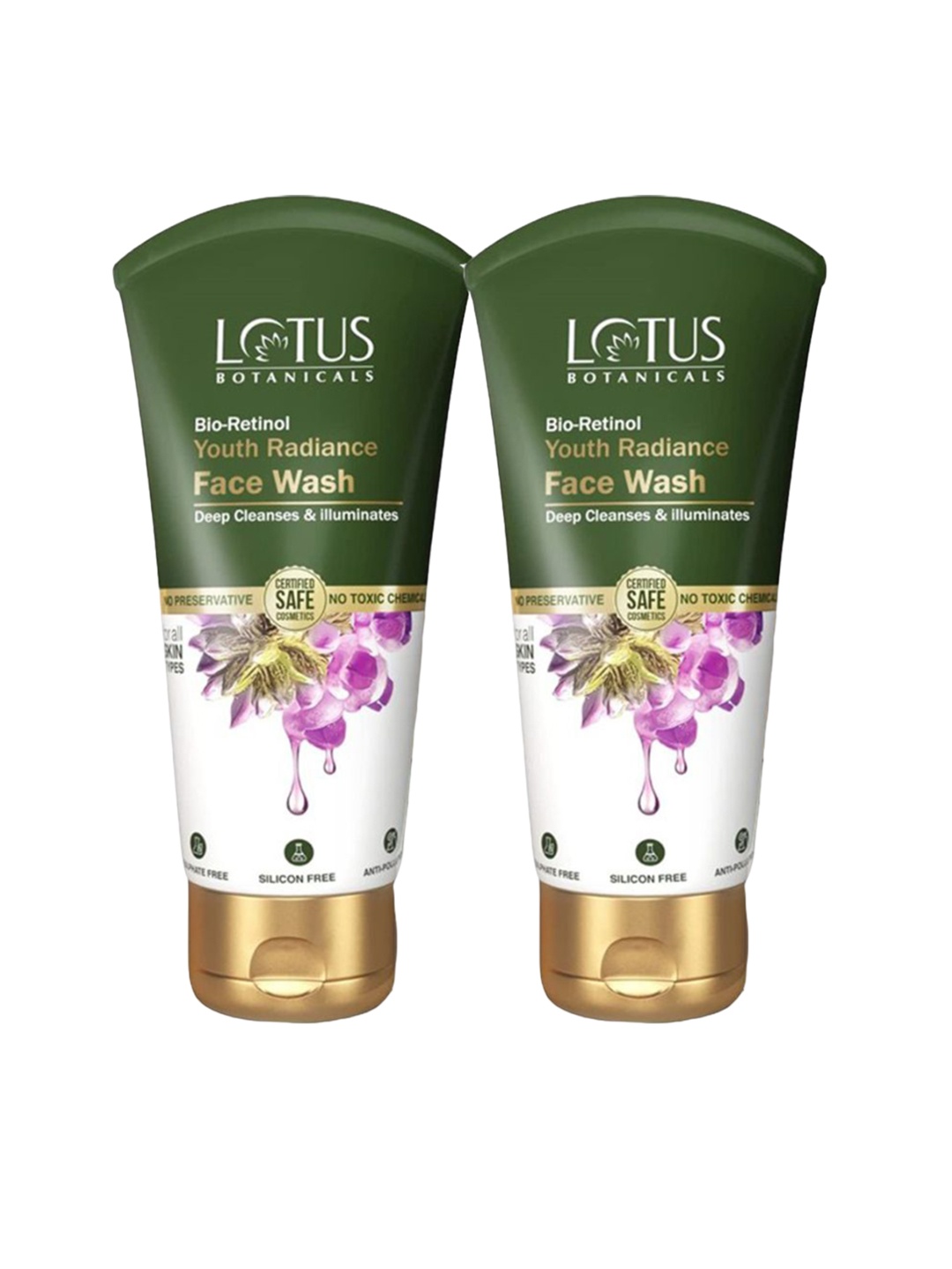 

Lotus Botanicals Set of 2 Bio Retinol Youth Radiance Face Wash-100ml Each, Green