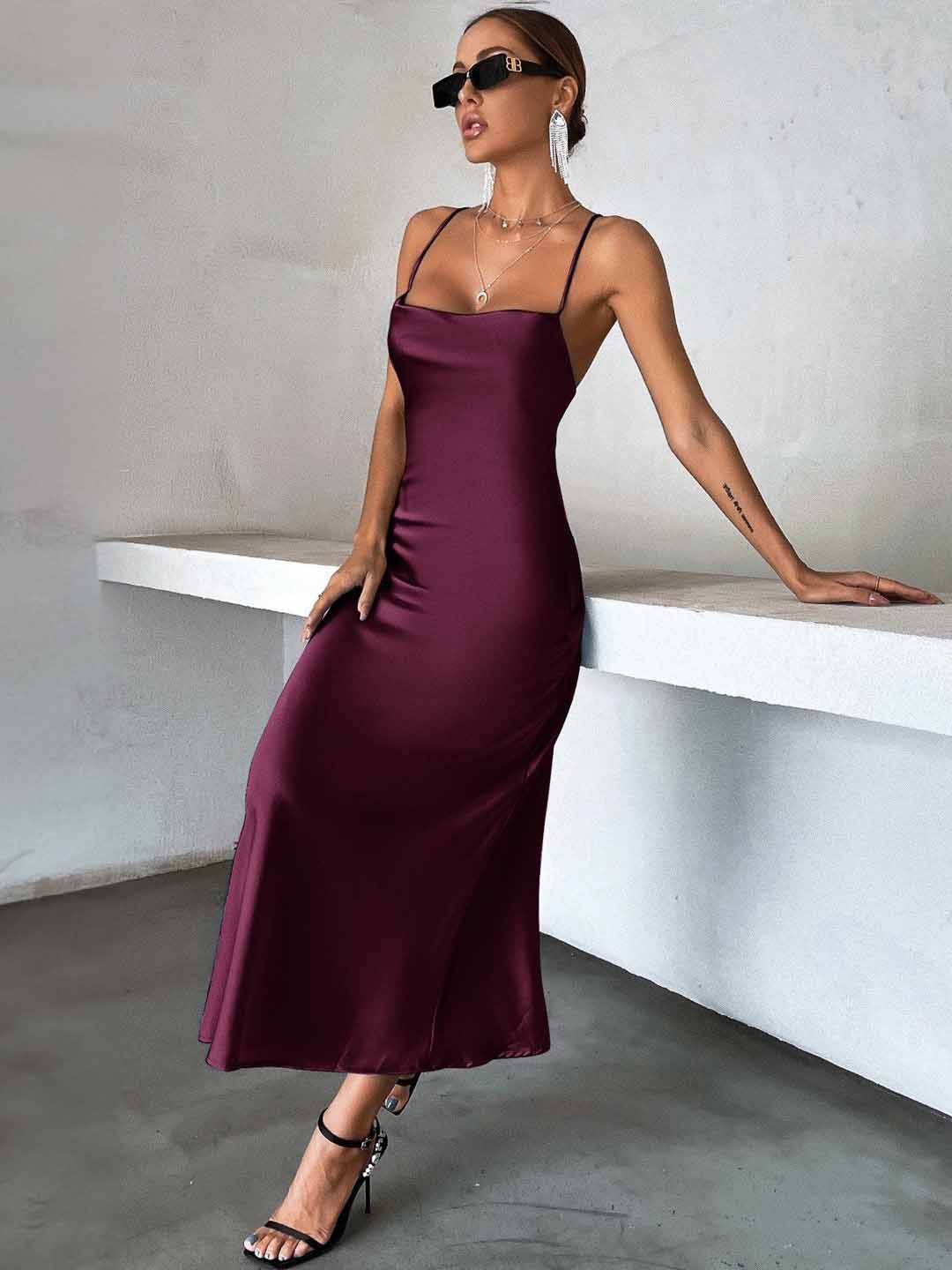 StyleCast Tie-Up Neck Sheath Maxi Dress, Blue