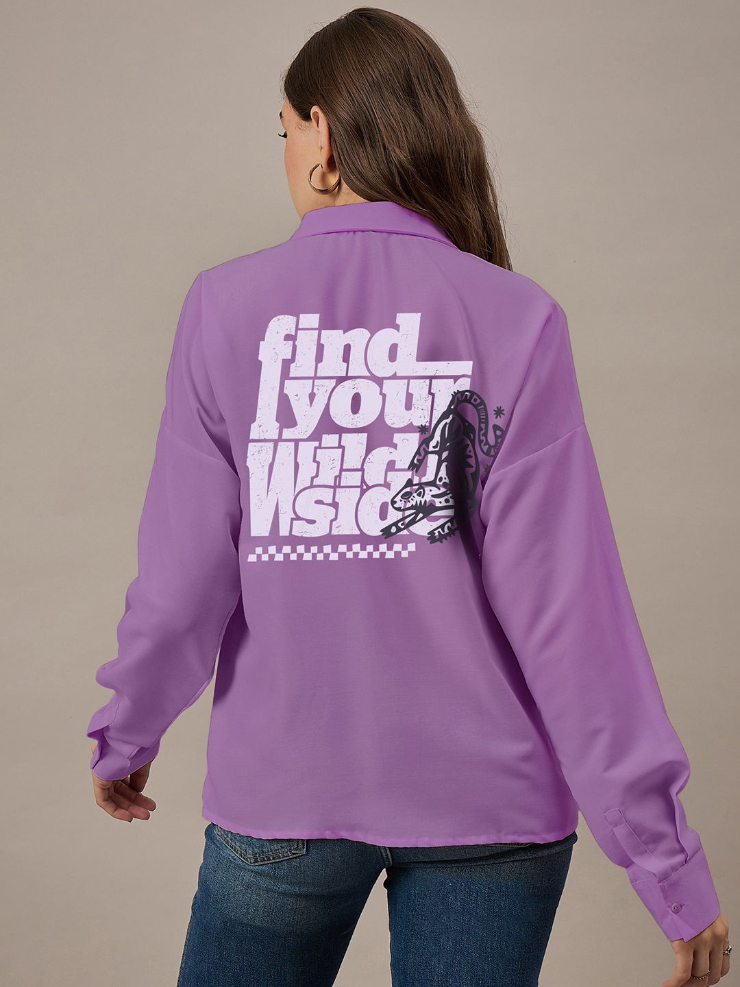 

The Roadster Lifestyle Co Women Oversized Printed Shirts, Lavender