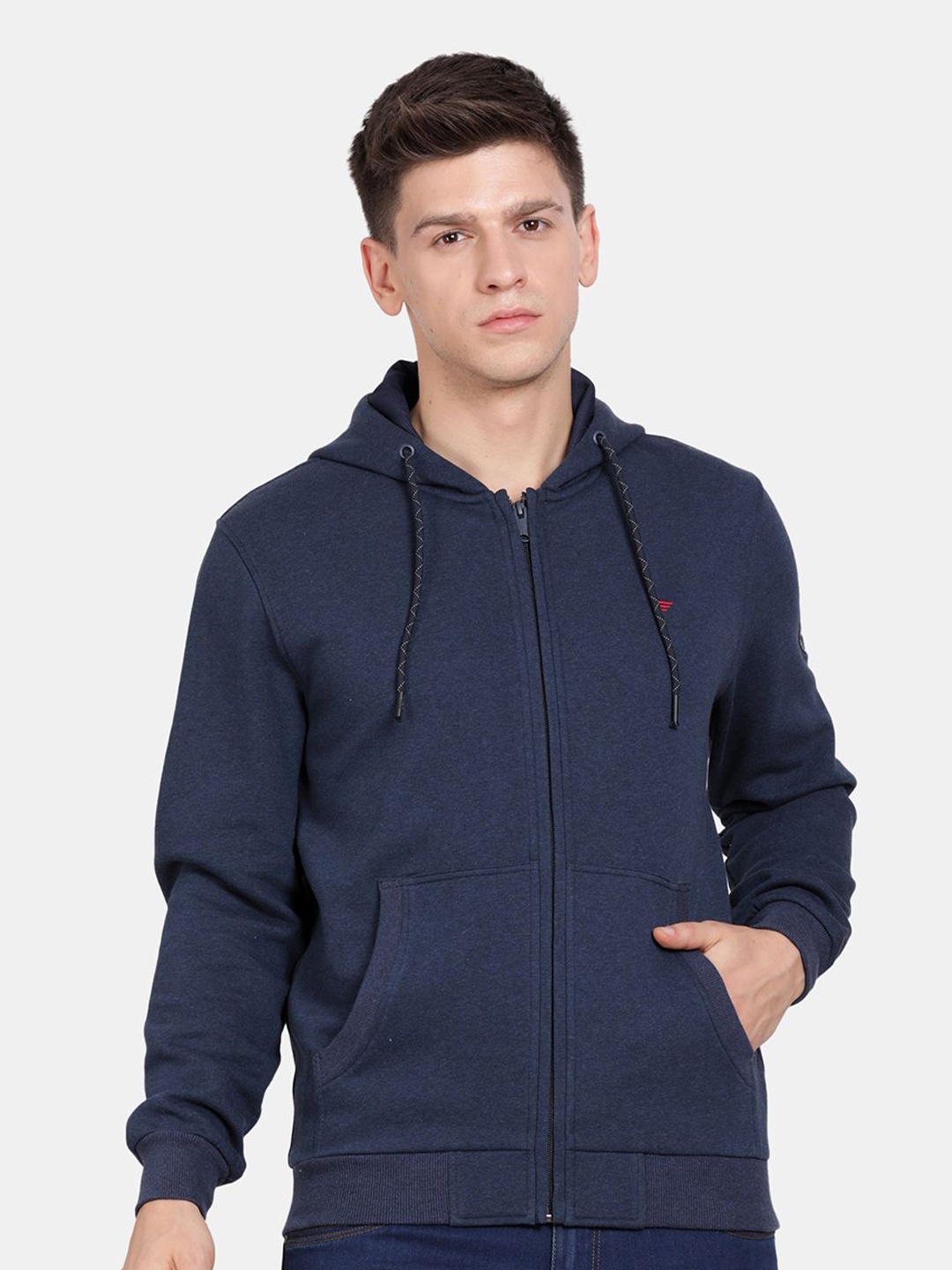 

t-base Men Solid Hooded Sweatshirt, Navy blue