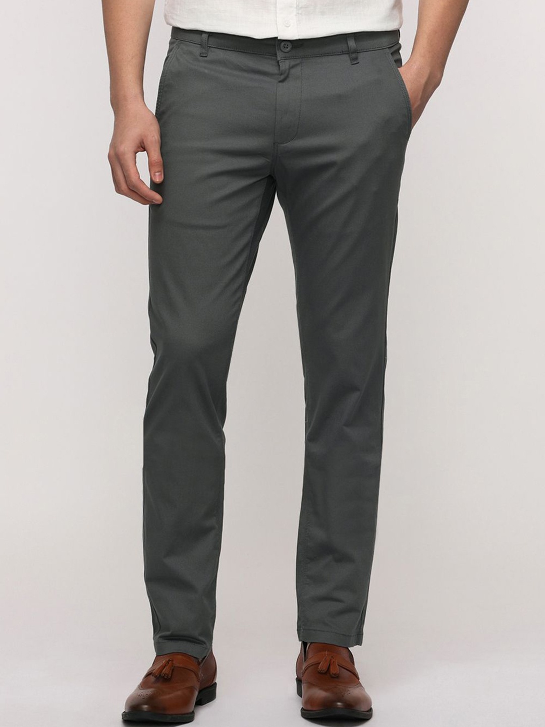 

Crocodile Classic Men Trim Fit Mid-Rise Easy Wash Regular Trouser, Grey