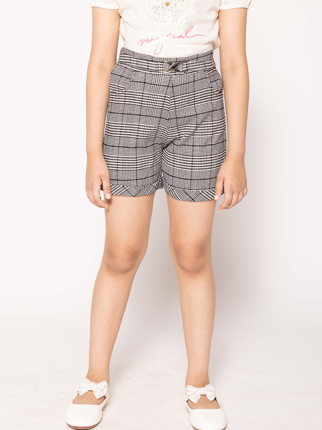 

PAMPOLINA Girls Checked Technology Shorts, Navy blue