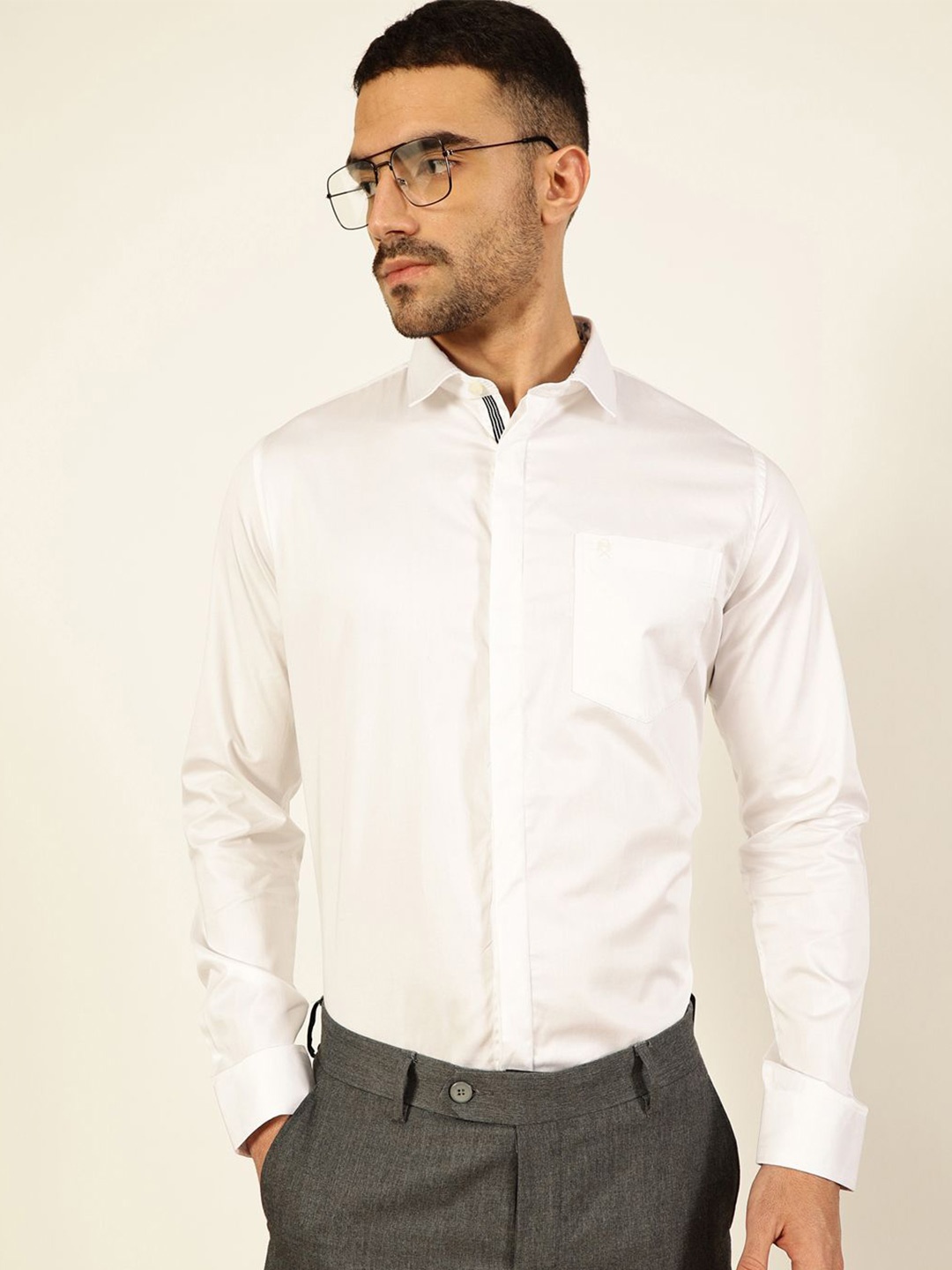 

Thomas Scott Men Premium Cutaway Collar Solid Cotton Formal Shirt, White