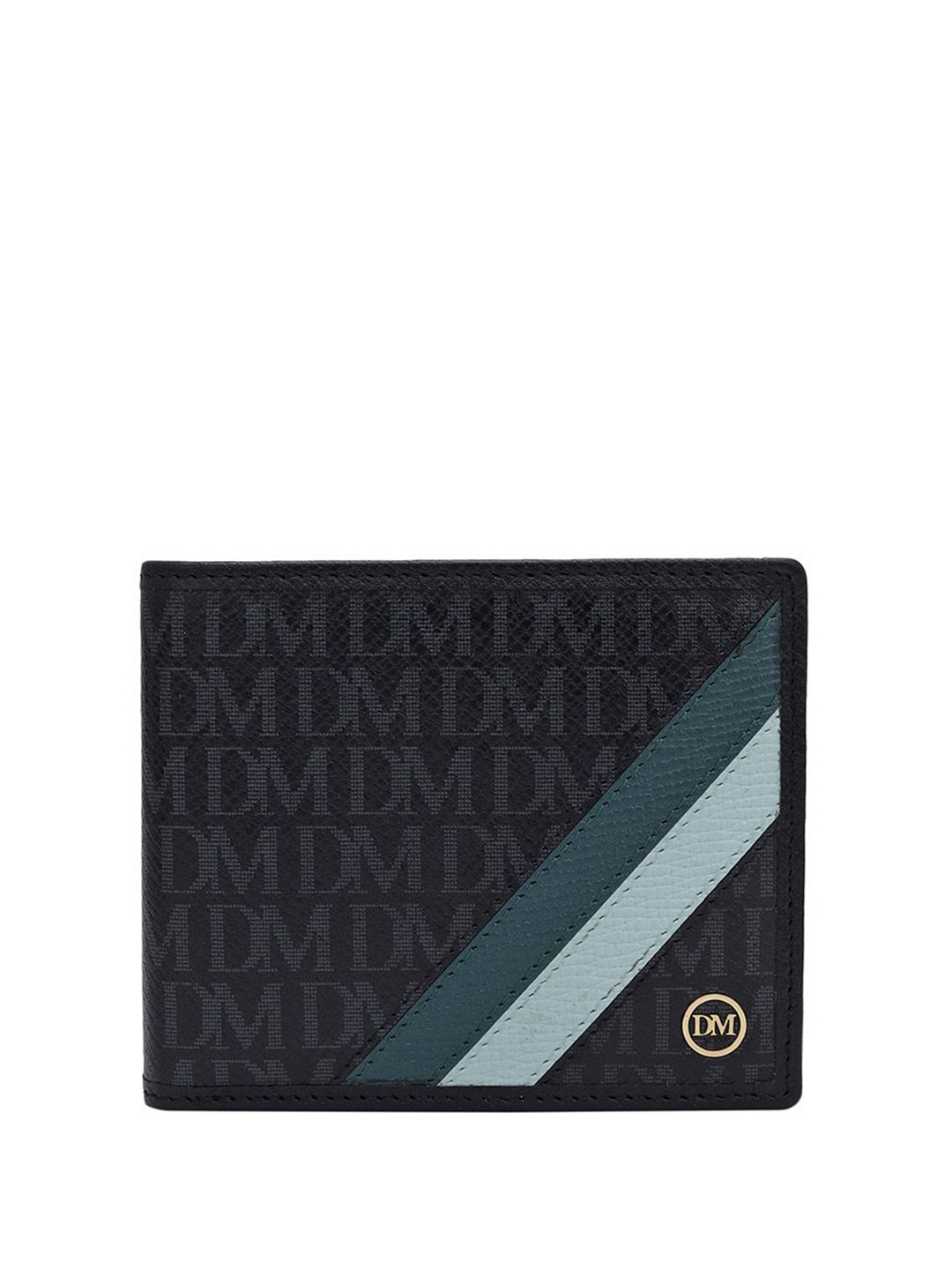 

Da Milano Men Typography Printed Leather Two Fold Wallet, Black