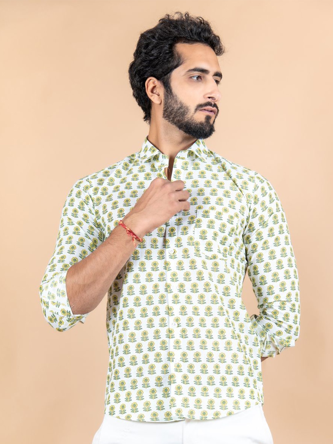 

Tistabene Men Standard Opaque Printed Casual Shirt, White