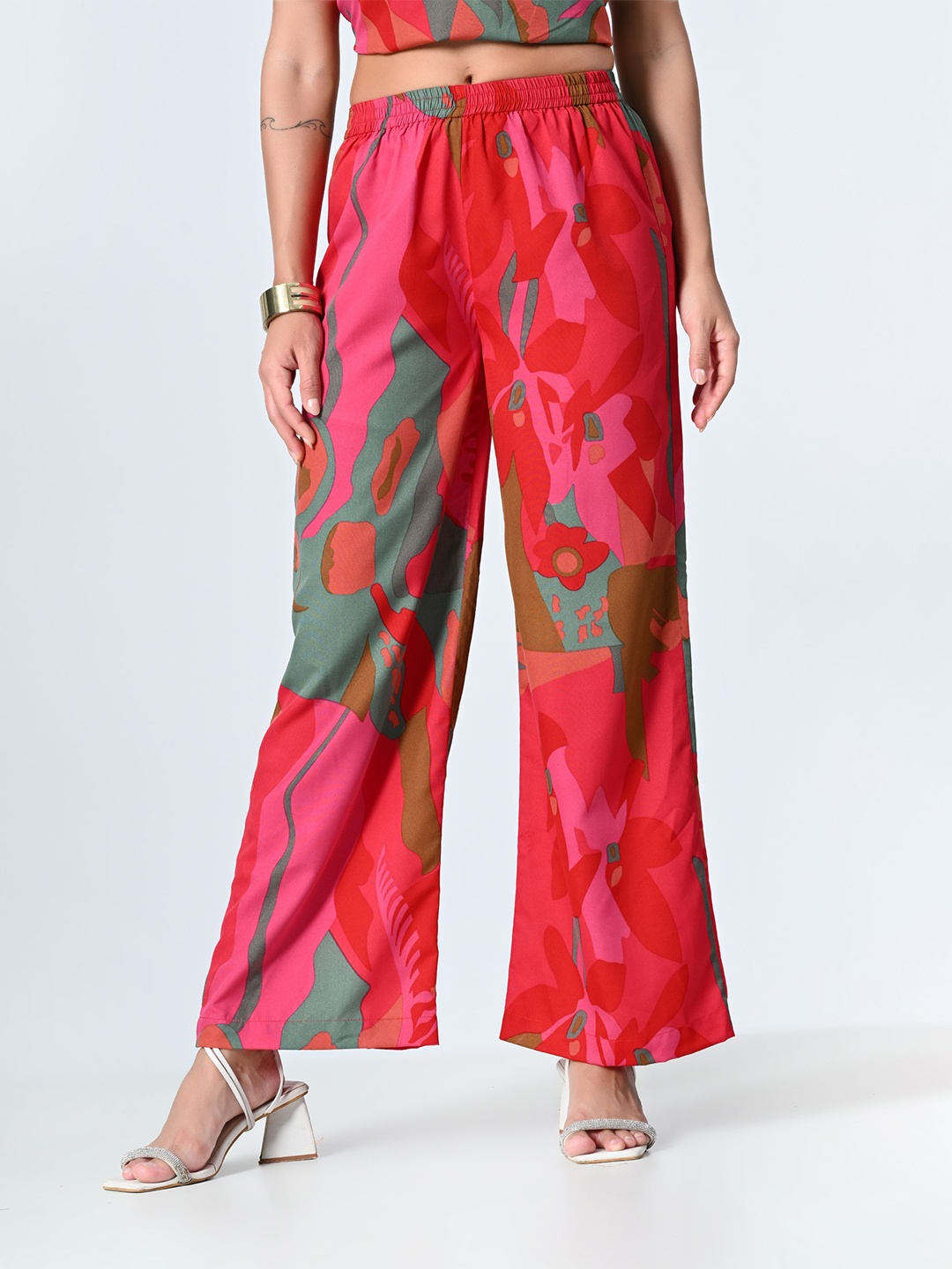 

ALL WAYS YOU Women Abstract Printed Palazzos, Pink