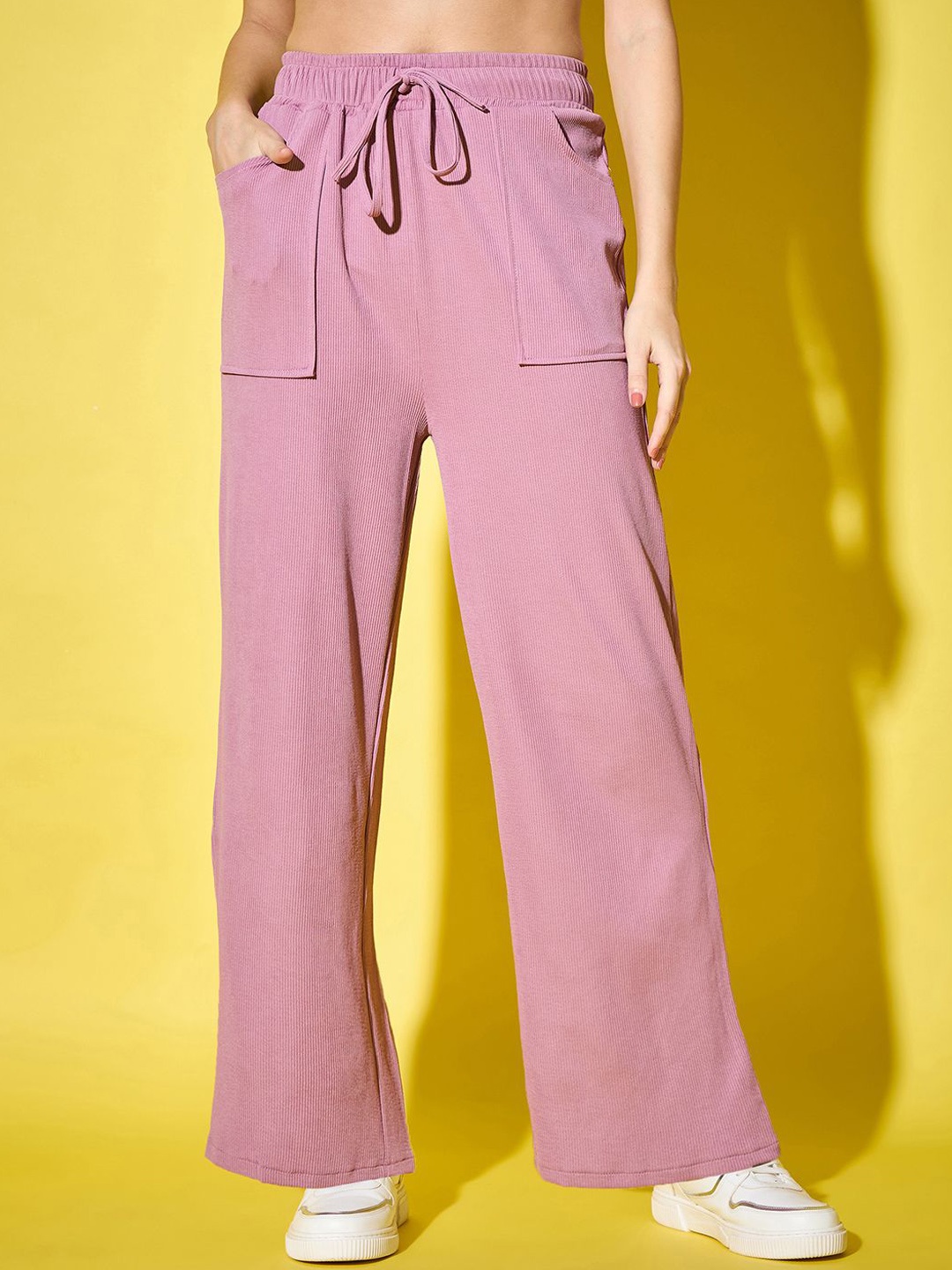 

BUY NEW TREND Women Relaxed Loose Fit High-Rise Cargos, Pink