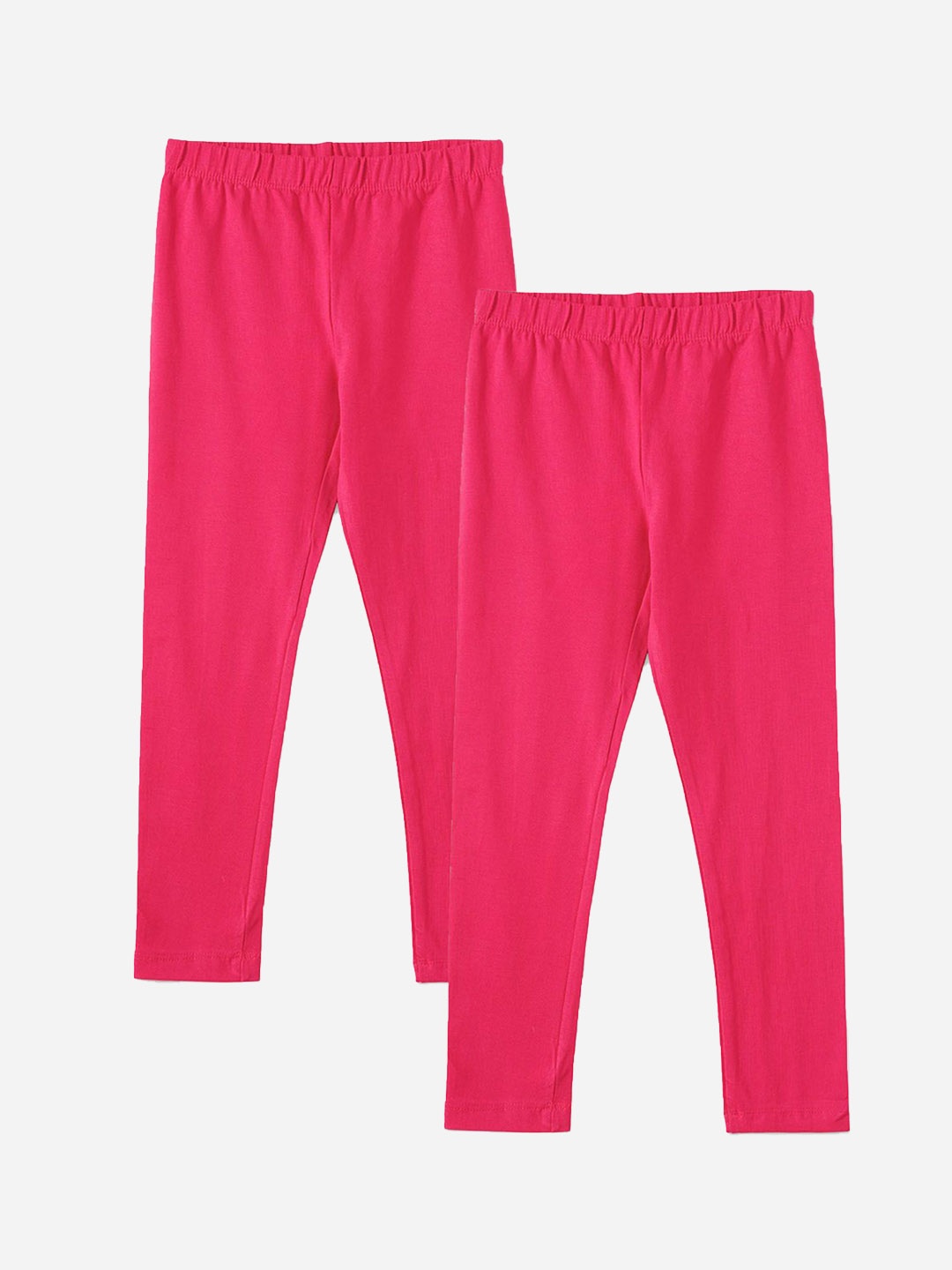 

BAESD Solid Girls Pack Of 2 Cotton Ankle Length Leggings, Pink