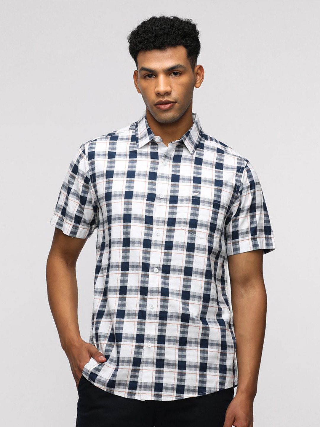 

Crocodile Sport Comfort Fit Tartan Checked Pure Cotton Casual Shirt, White