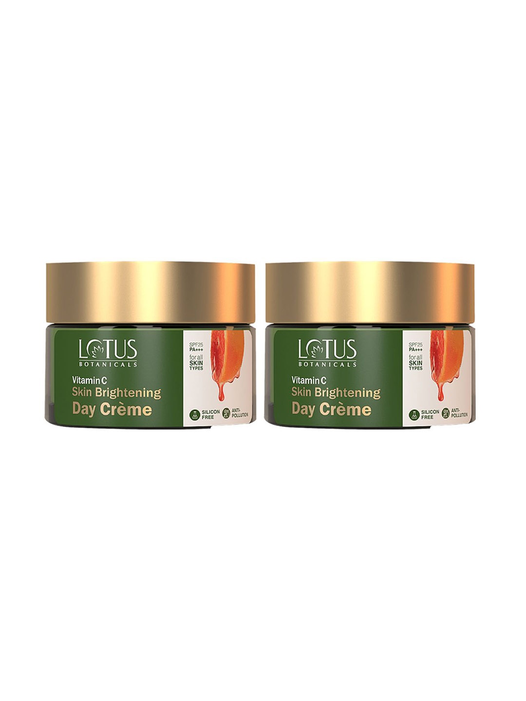 

Lotus Botanicals Set Of 2 Vitamin C Skin Brightening Day Cream With SPF 25-50g Each, Green