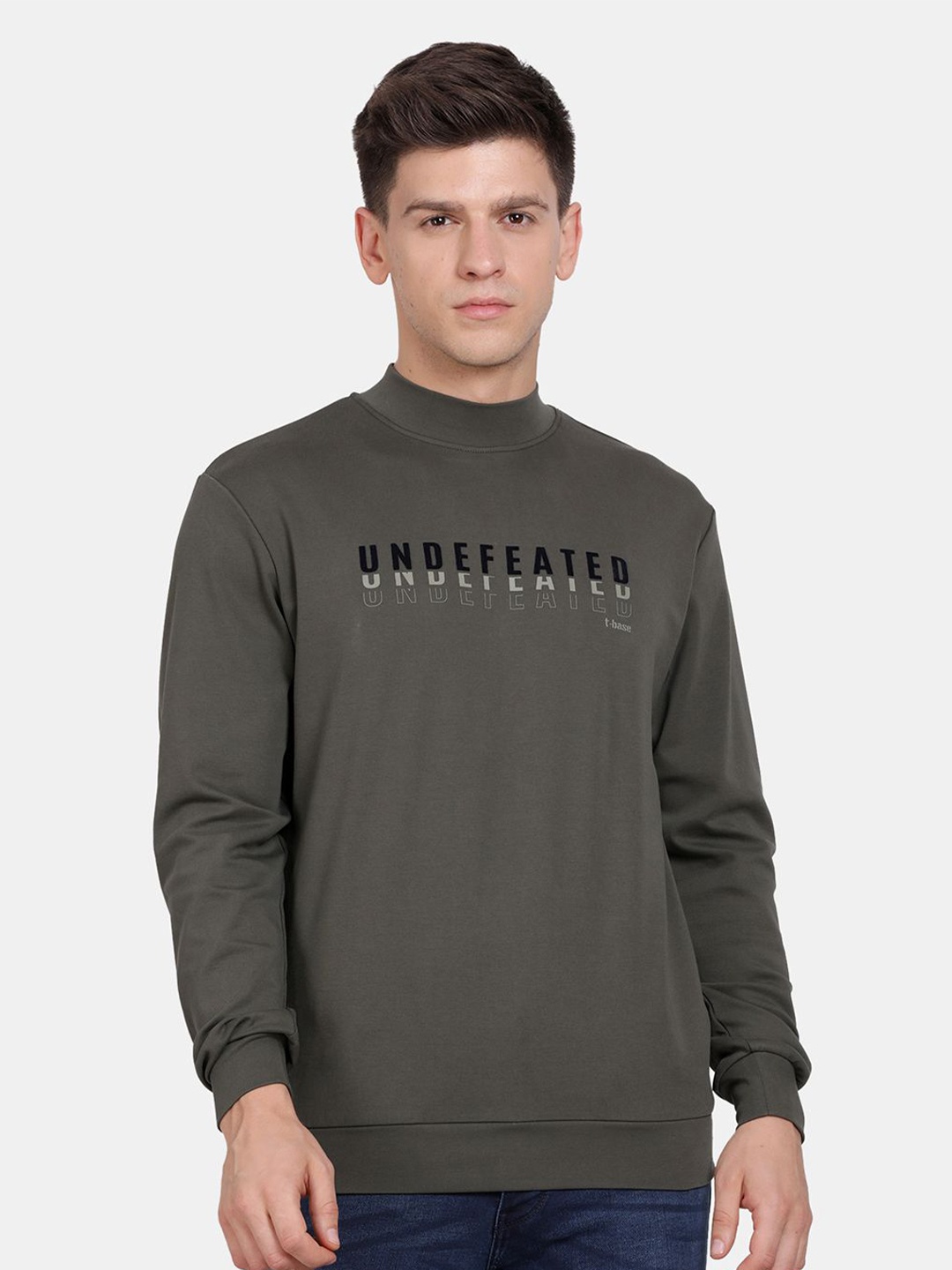 

t-base Men Printed Sweatshirt, Olive