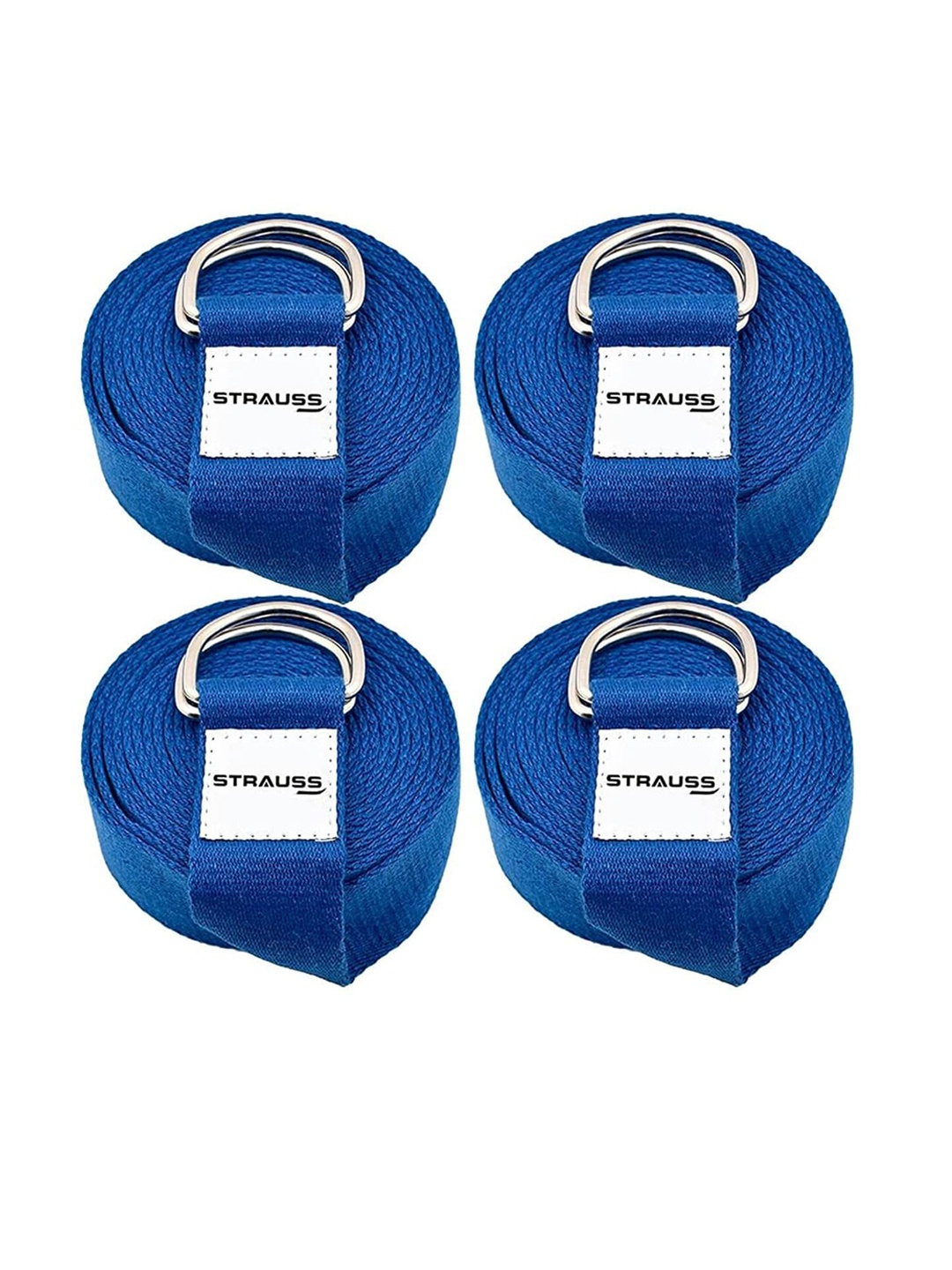 

STRAUSS Pack Of 4 Stretching Belt Workout Accessories, Blue