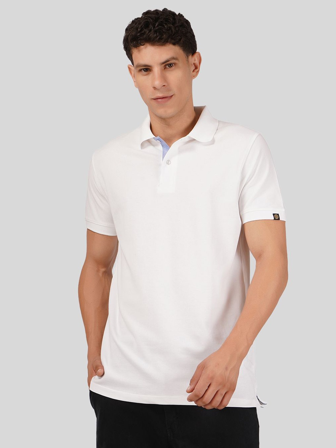 

Greylongg Men Solid Polo Collar Cotton T-Shirt, White