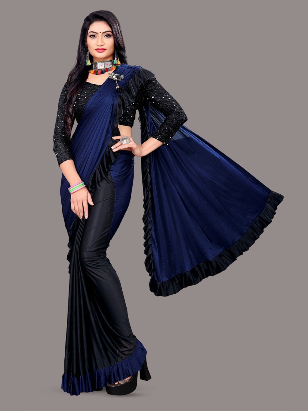 

Aika Saree, Navy blue
