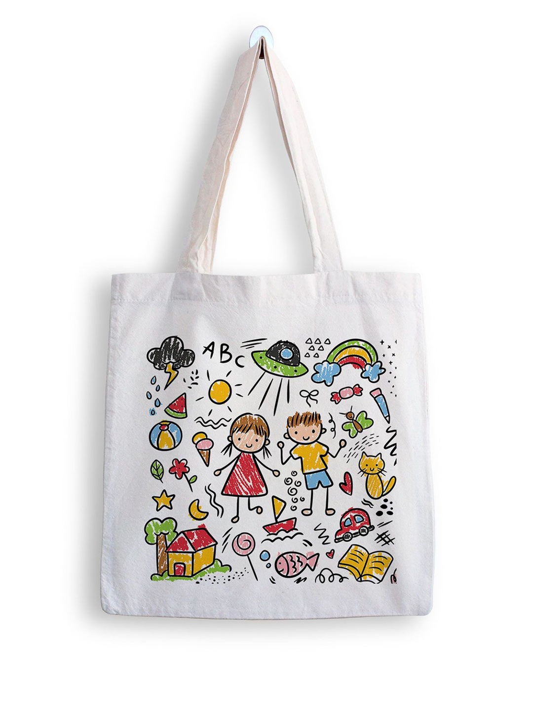 

ARTBUG Printed Shopper Tote Bag, White