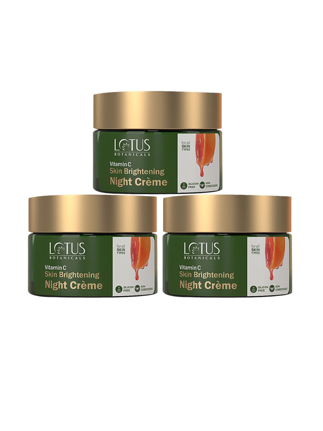 

Lotus Botanicals Set Of 3 Vitamin C Skin Brightening Night Cream - 50g Each, Green