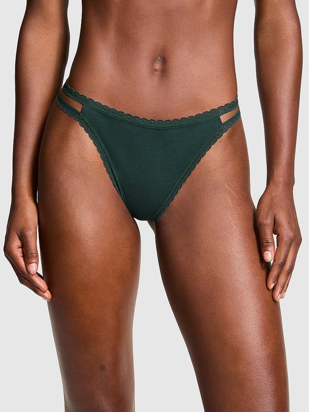 

Victoria's Secret Lace-Trim Thong Brief 1125050356K8, Green