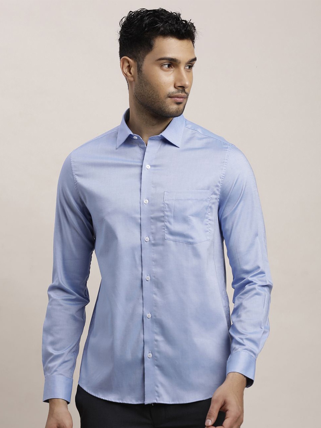 

Turtle Men Standard Slim Fit Opaque Formal Shirt, Blue